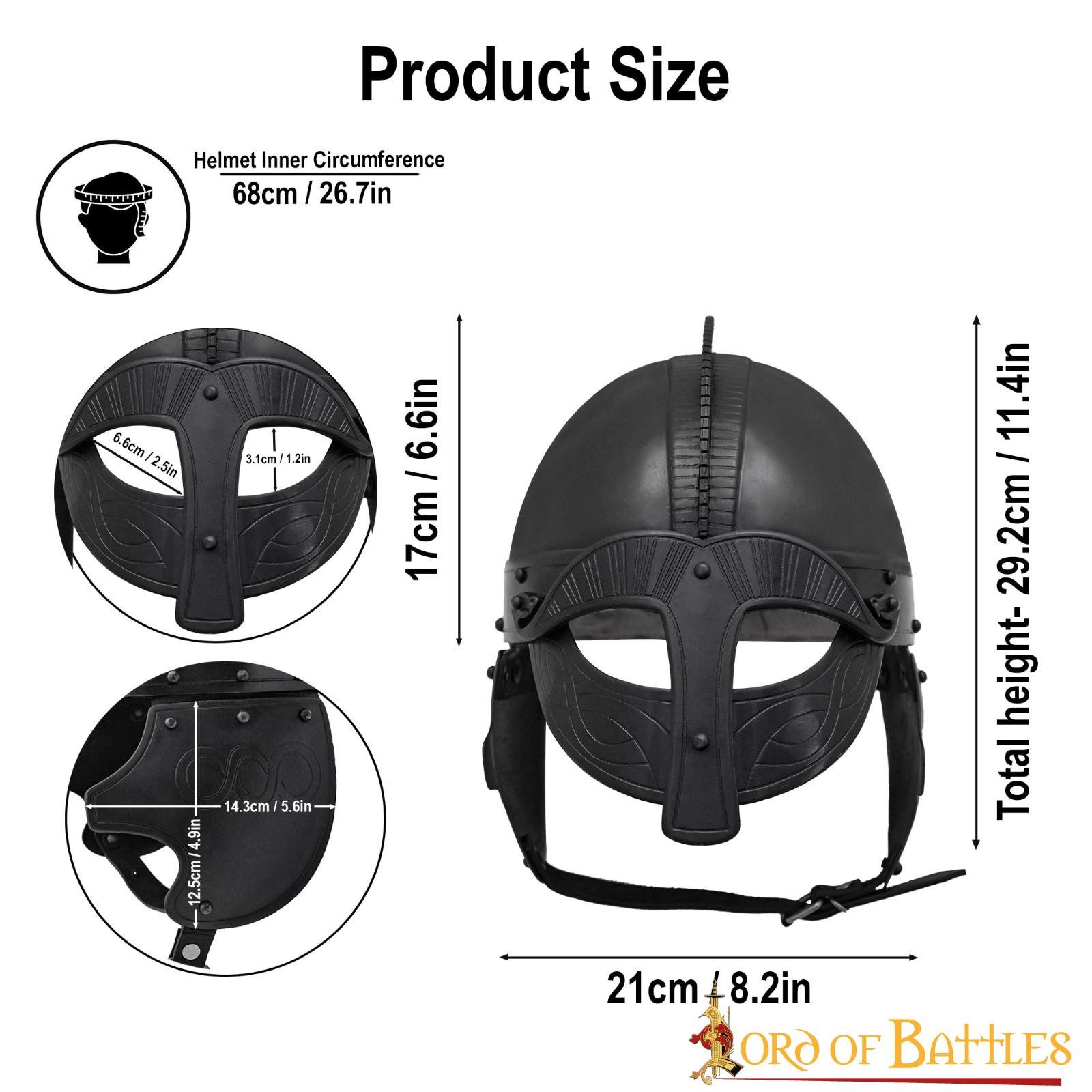Lord Of Battles Wikinger-Kostüm Wikingerhelm Geschwärzt Gepolsterten Liner 16 Gauge (1,6 mm)