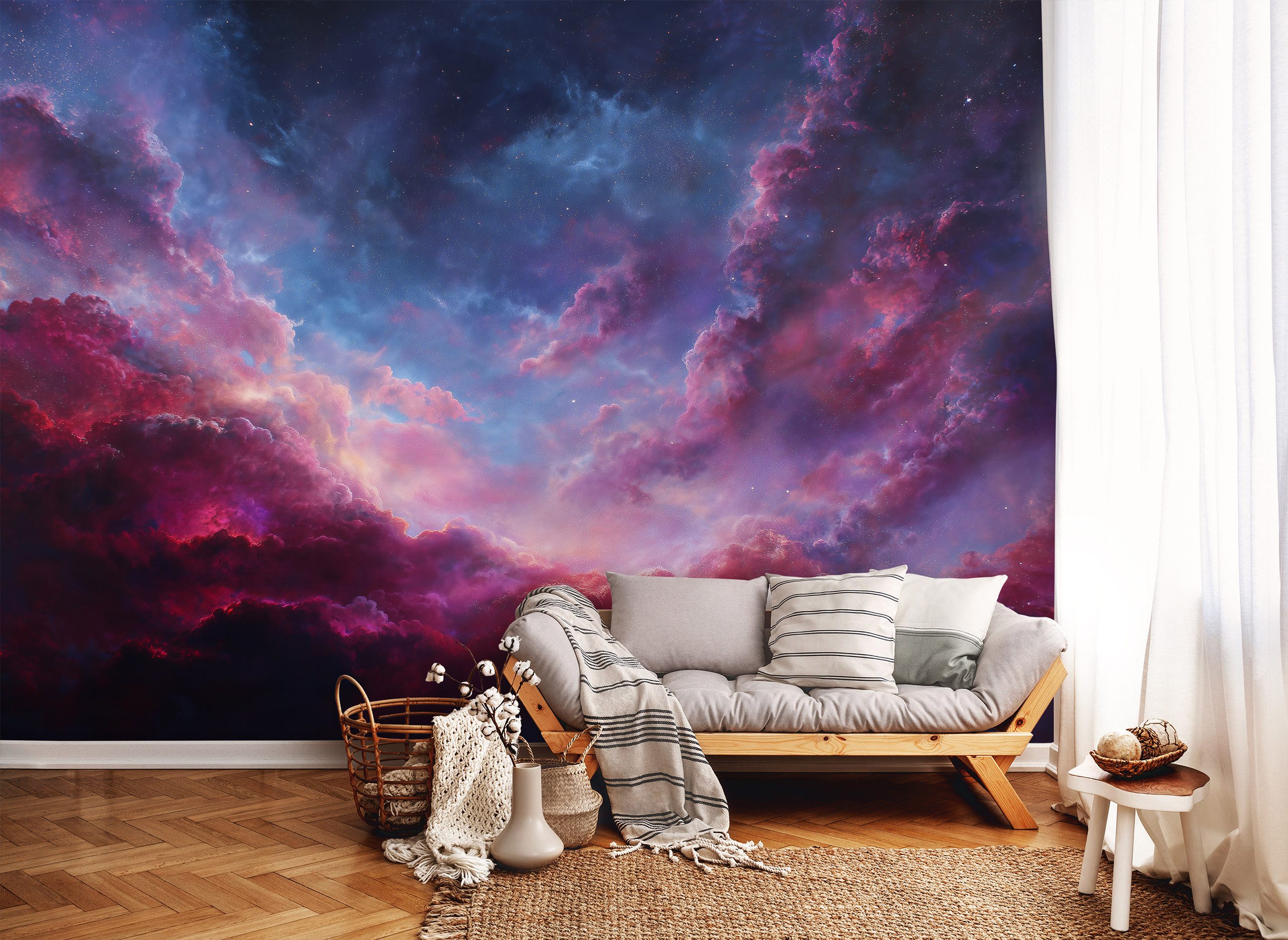 Wallarena Fototapete Wolken Himmel - Mehrfarbig - Modern - Vlies - Schlafzimmer, glatt, (3 St), 150x105cm