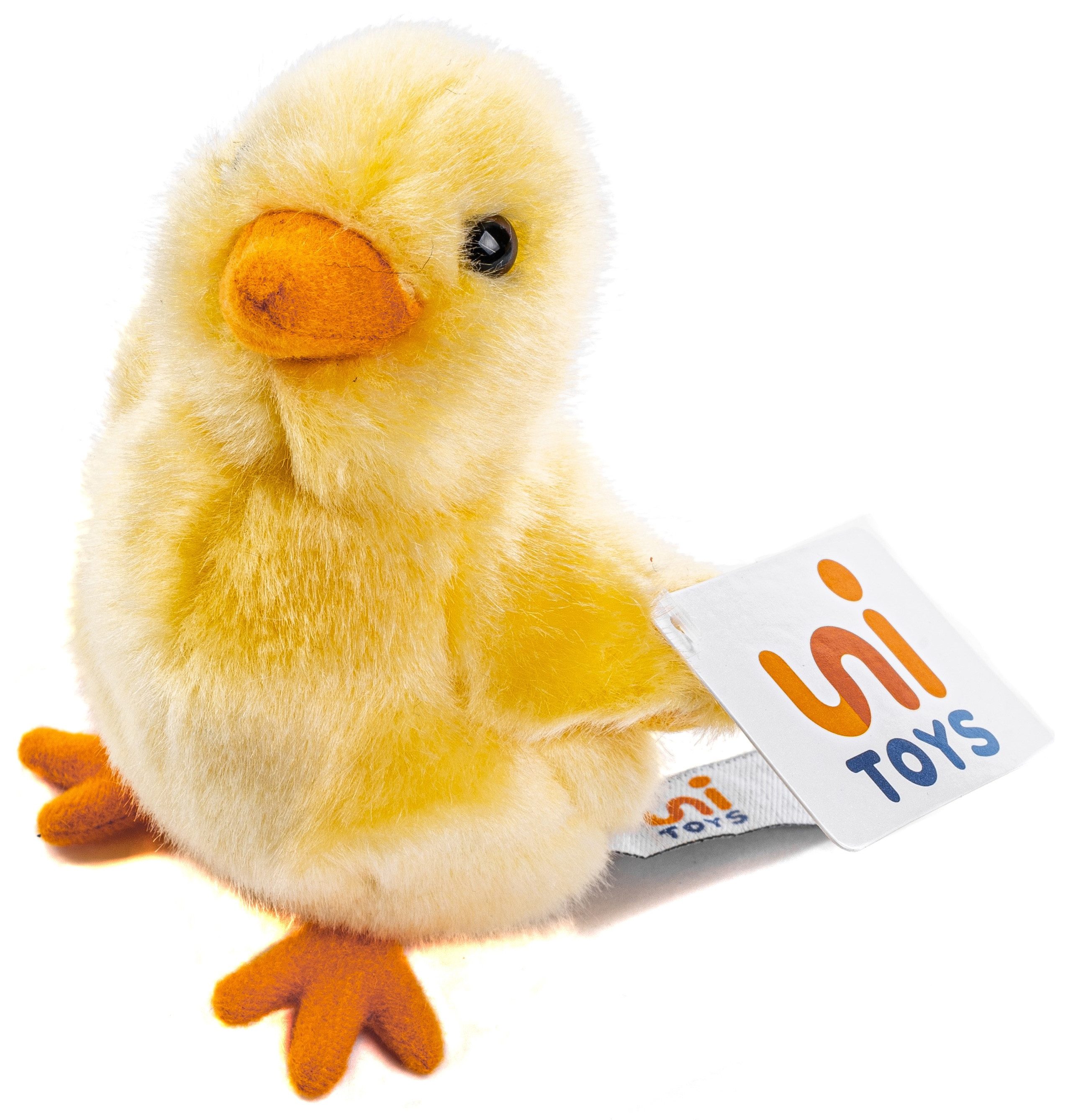 Uni-Toys Kuscheltier Küken gelb - 13 cm (Höhe) - Plüsch-Huhn, Henne, Vogel - Plüschtier, zu 100 % recyceltes Füllmaterial