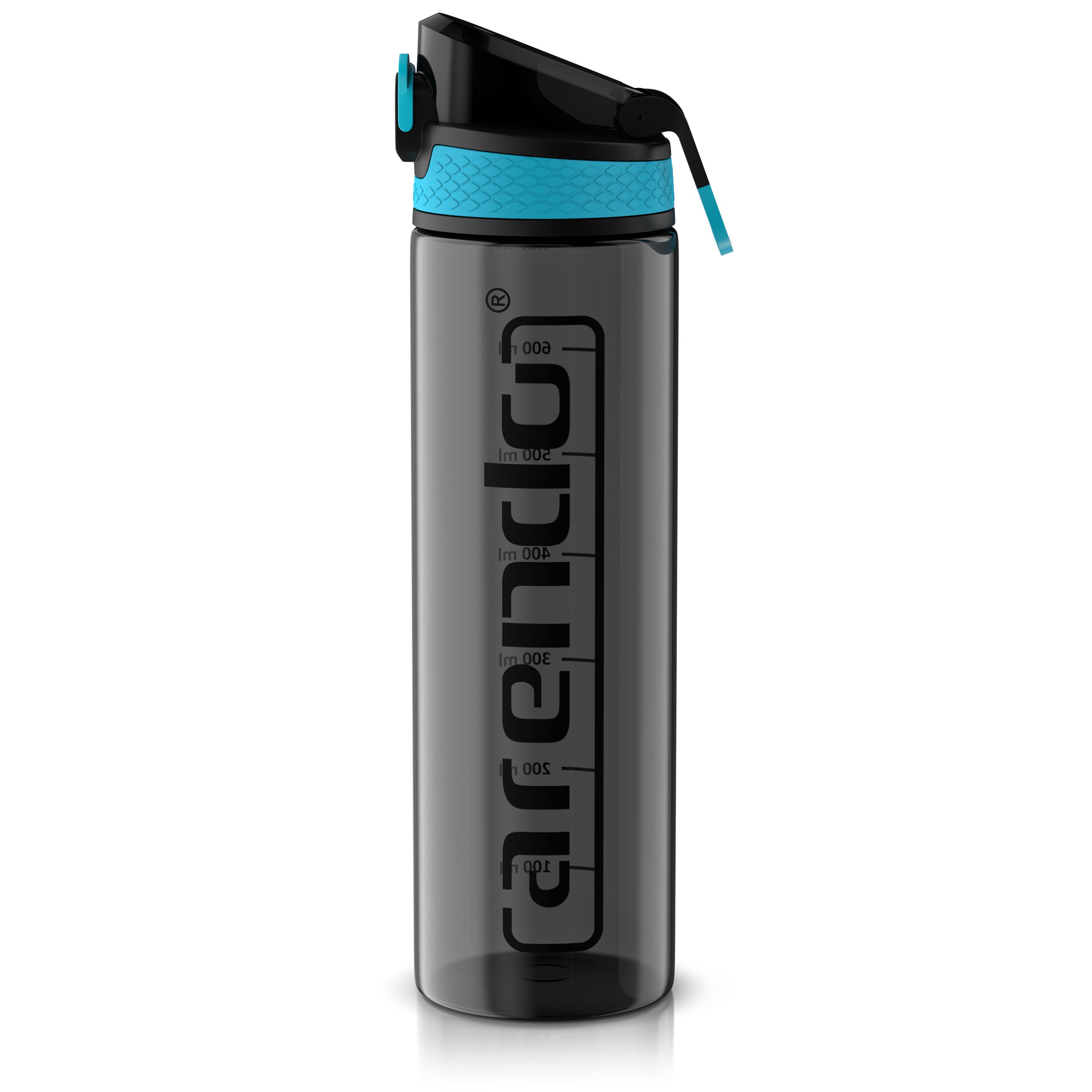 Arendo Trinkflasche Sport Wasserflasche 700 ml, verschließbar, spülmaschinengeeignet, BPA-frei, auslaufsicher, One-Click-Verschluss, Mengenskala, Flasche