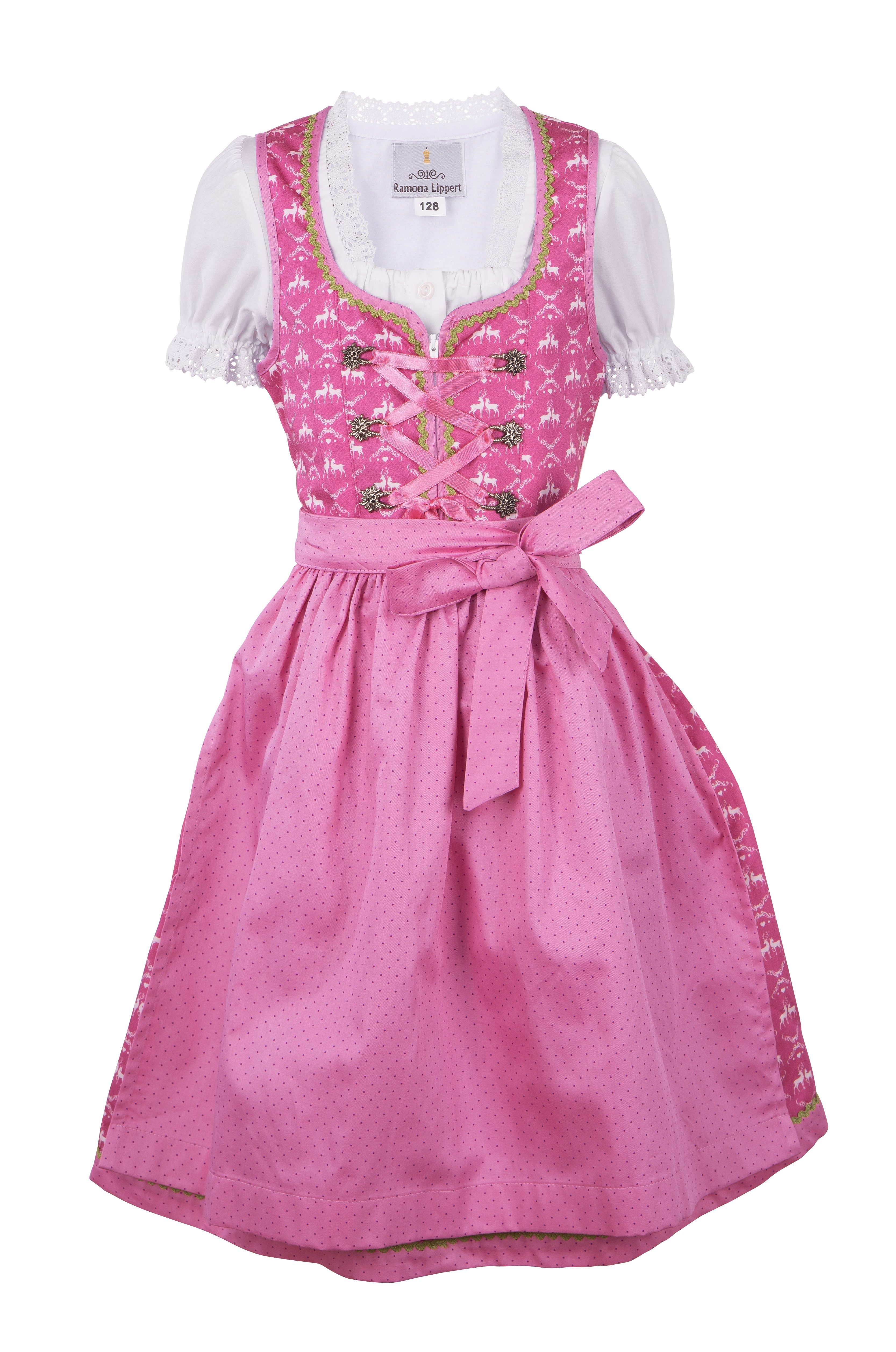 Dirndl Kinderdirndl Lia pink 3-teilig mit Bluse