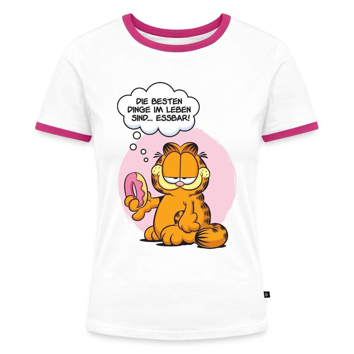Spreadshirt T-Shirt Garfield Die Besten Dinge Im Leben Sind Essbar Frauen Kontrast T-Shirt (1-tlg)
