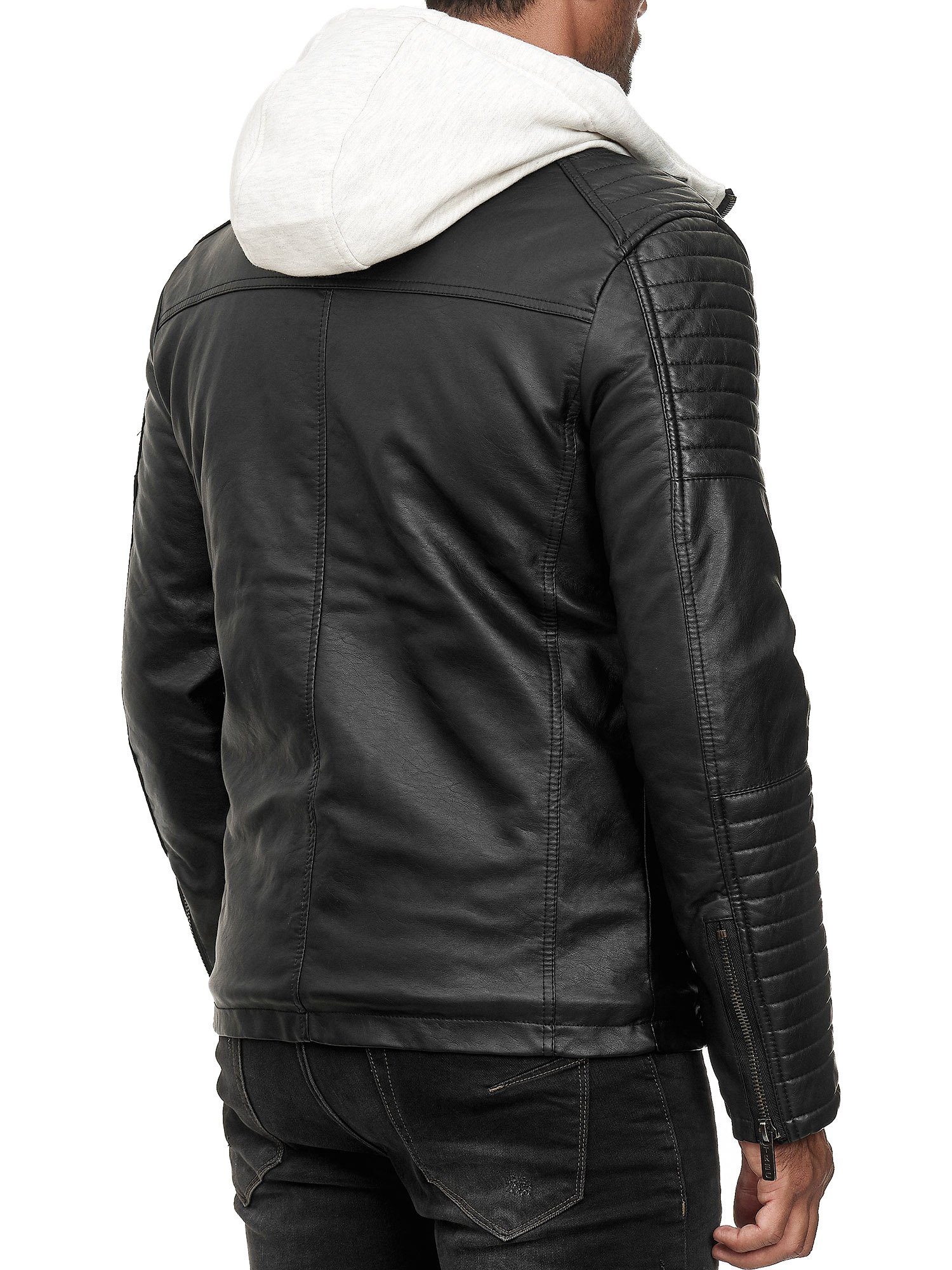 RedBridge Lederimitatjacke in Lederoptik mit Kapuzen-Einsatz und Stepp-Details Robust, strapazierfähig, langlebig – Bild 4 von 5