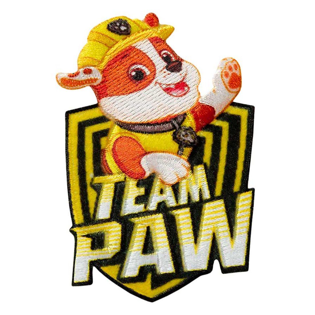 PAW PATROL Aufnäher Bügelbild, Aufbügler, Applikationen, Patches, Flicken, zum aufbügeln, Polyester, Team Paw Rubble