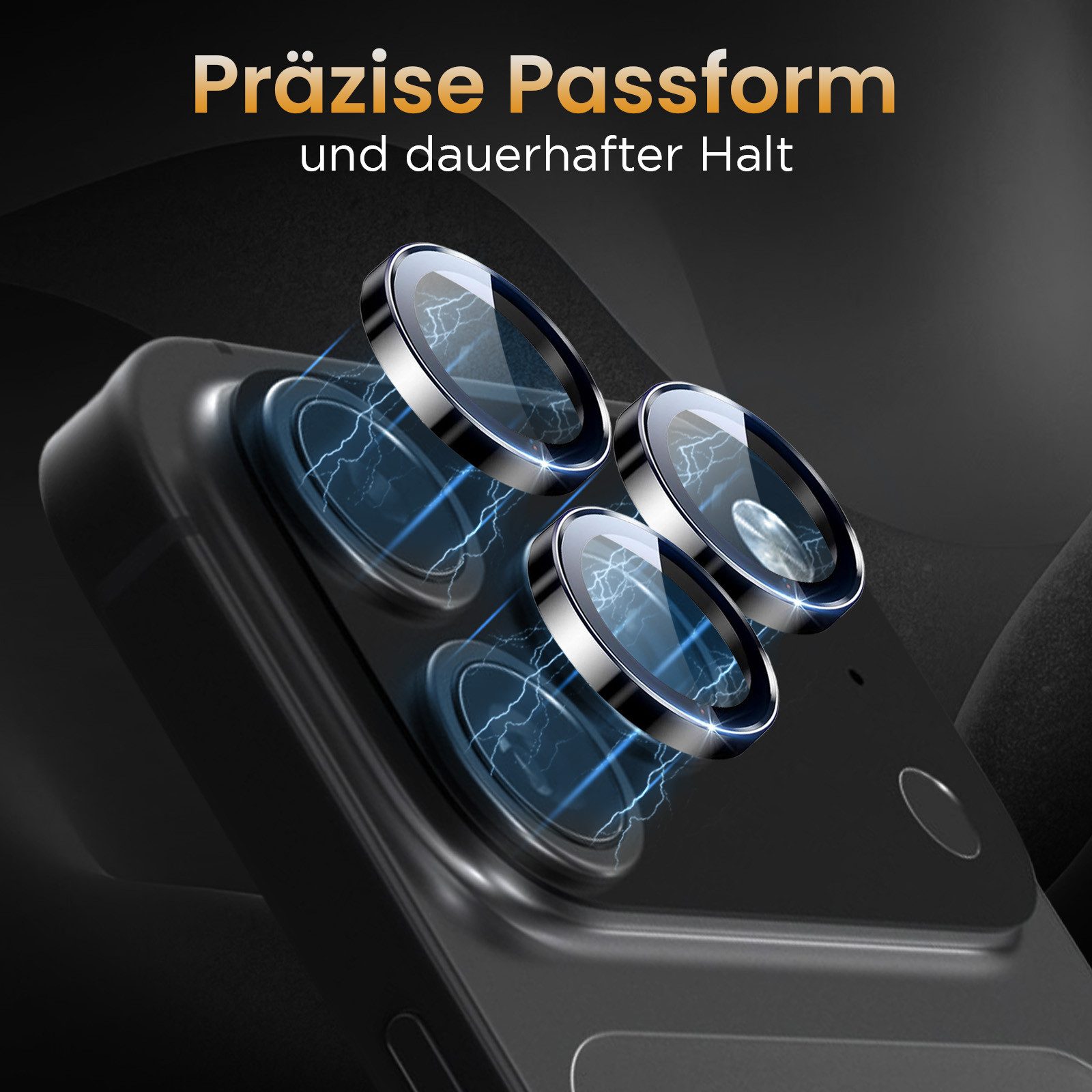 Tec-Expert Kameraschutzglas 9H Kameraglas Set in Schwarz für Apple iPhone 17 Pro Max für Apple iPhone 17 Pro Max, Linsenschutzglas Set, 1 Stück, Kameraschutz, S – Bild 2 von 5