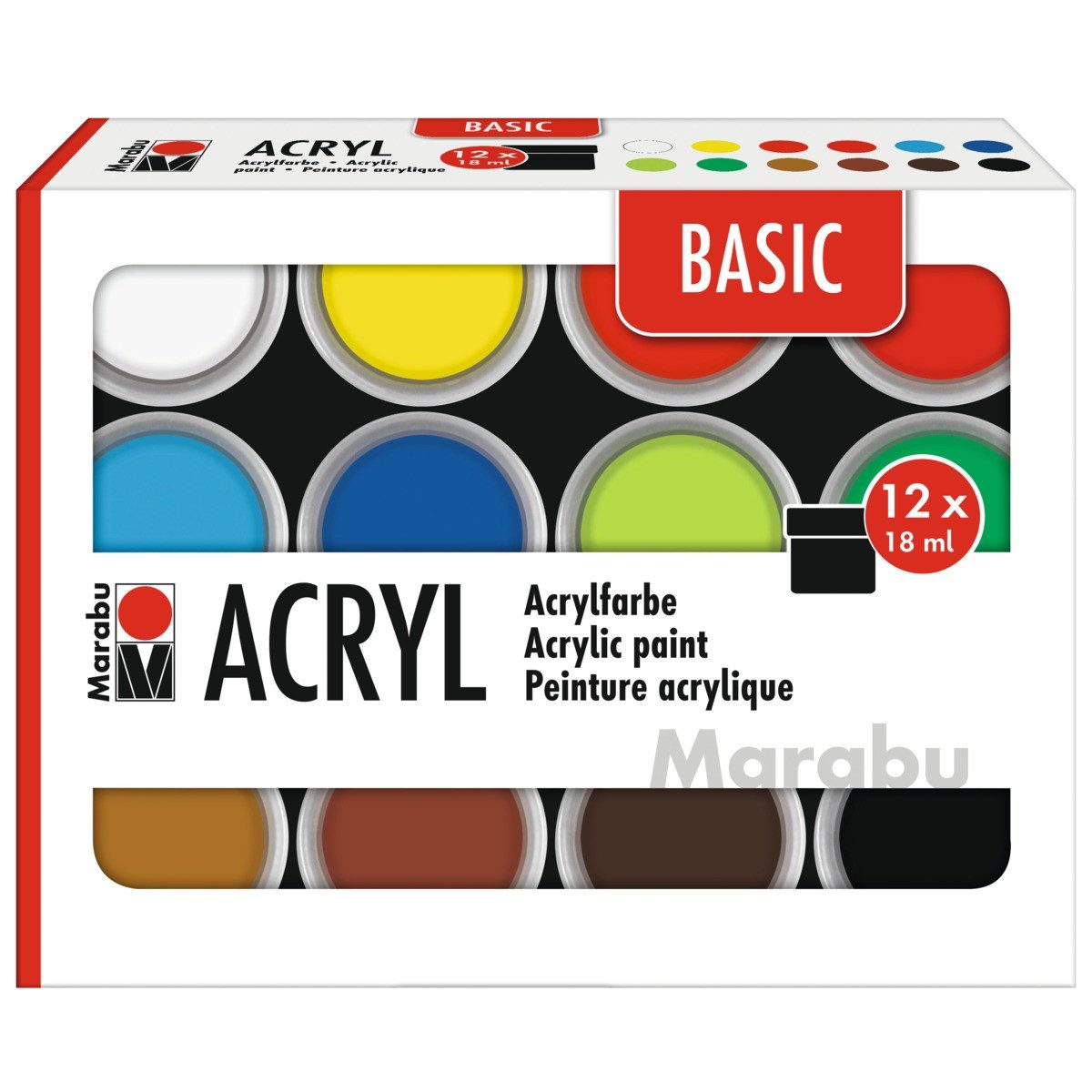Marabu Acrylfarbe Marabu Acrylfarben Set Basic 12x 18ml