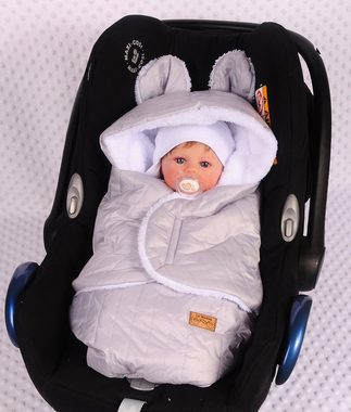 Einschlagdecke Einschlagdecke für Babyschale Autositz Baby Decke 0-3Mon, La Bortini, warm gefüllt, weich gefuttert, mit Klettverschluss, Universal