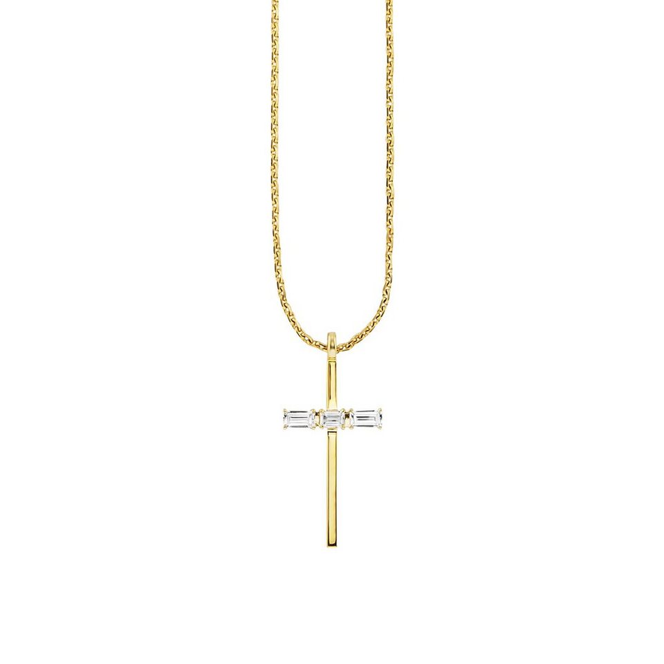 CAÏ Collierkettchen 925/- Sterling Silber vergoldet Kreuz Weißtopas 50cm