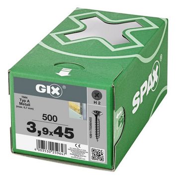SPAX Spanplattenschraube GIX-A Feingewinde, (Stahl schwarz phosphatiert, 500 St), 3,9x45 mm