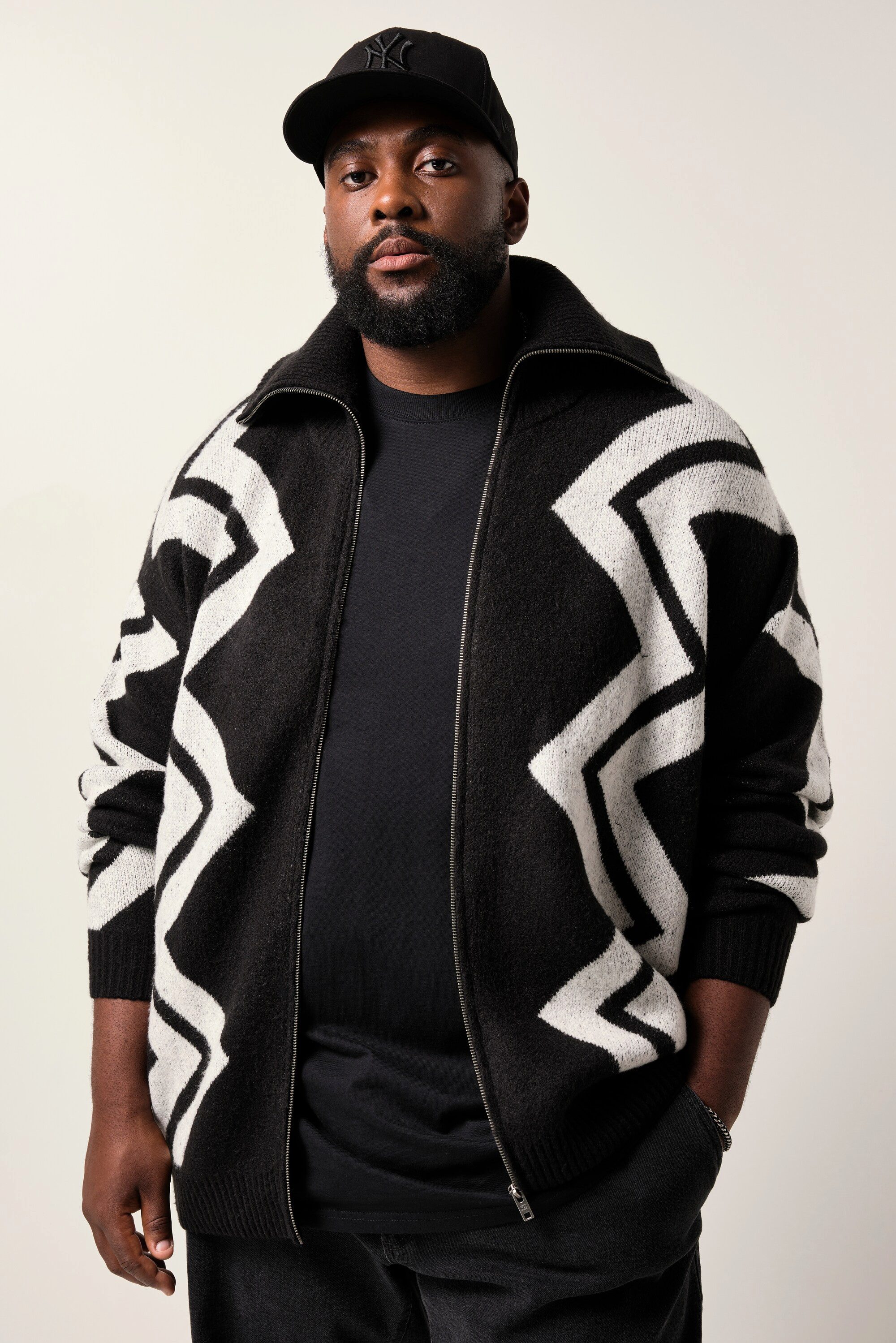 STHUGE Poloshirt STHUGE Strickjacke Zackenmuster bis günstig online kaufen