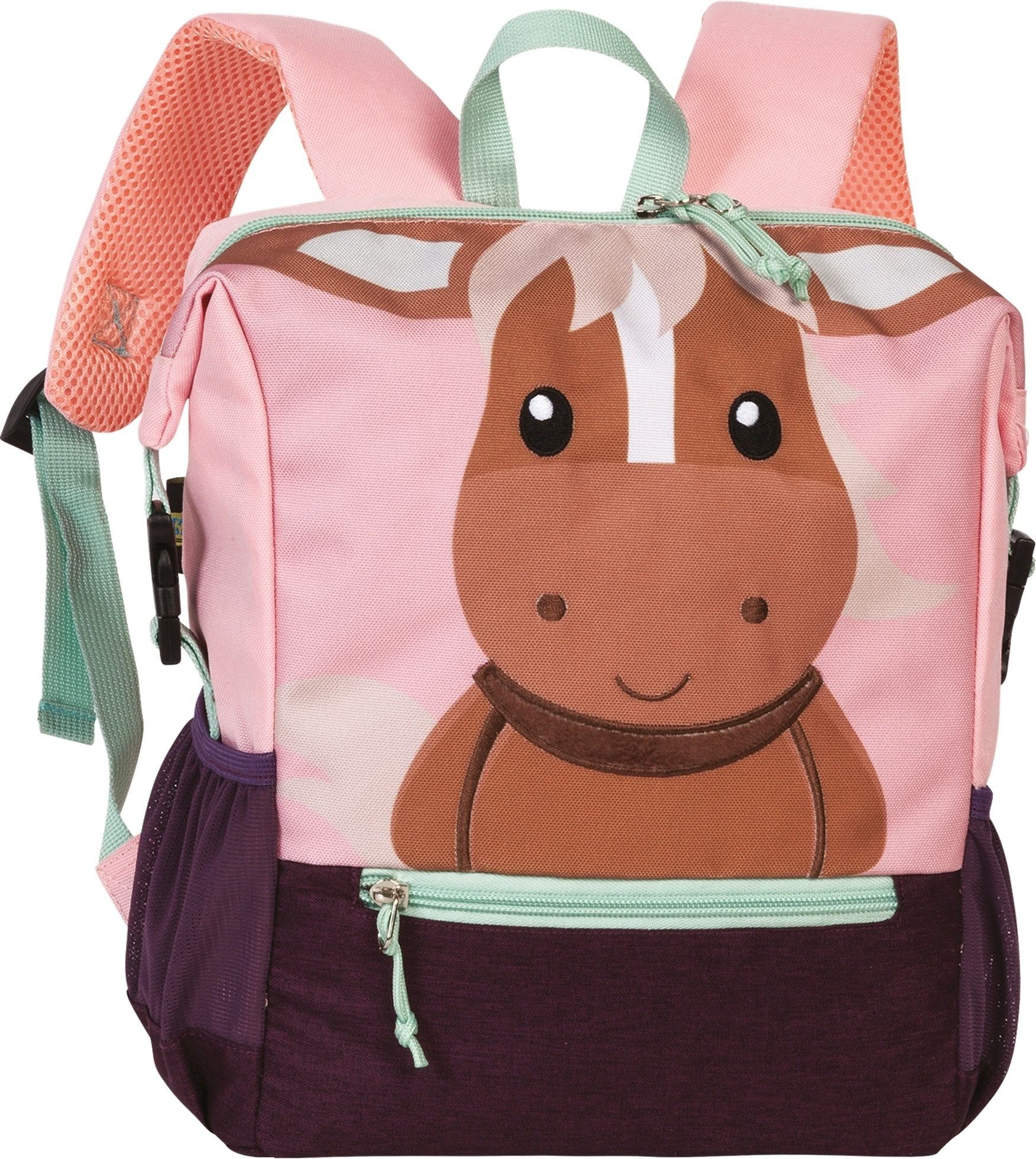 fabrizio® Freizeitrucksack Fabrizio Go Green Kinderrucksack Pferd, Kinderrucksack, Freizeitrucksack Polyester, recycelt, rosa, lila ca. 2