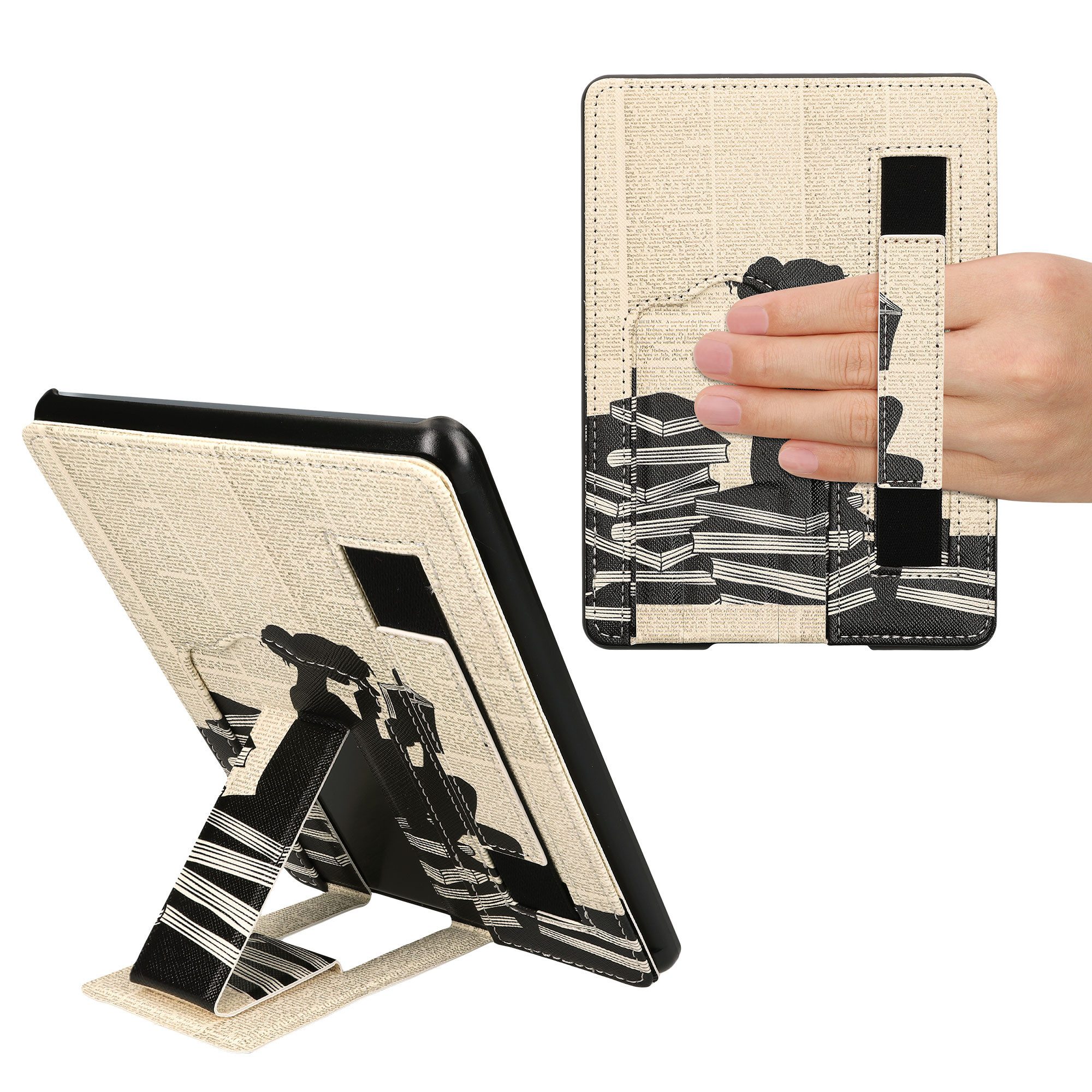 kwmobile E-Reader-Hülle Kunstleder Schutzhülle für Amazon Kindle Paperwhite 11. Generation, Hülle Kunstlederhülle mit Ständer und Handgurt