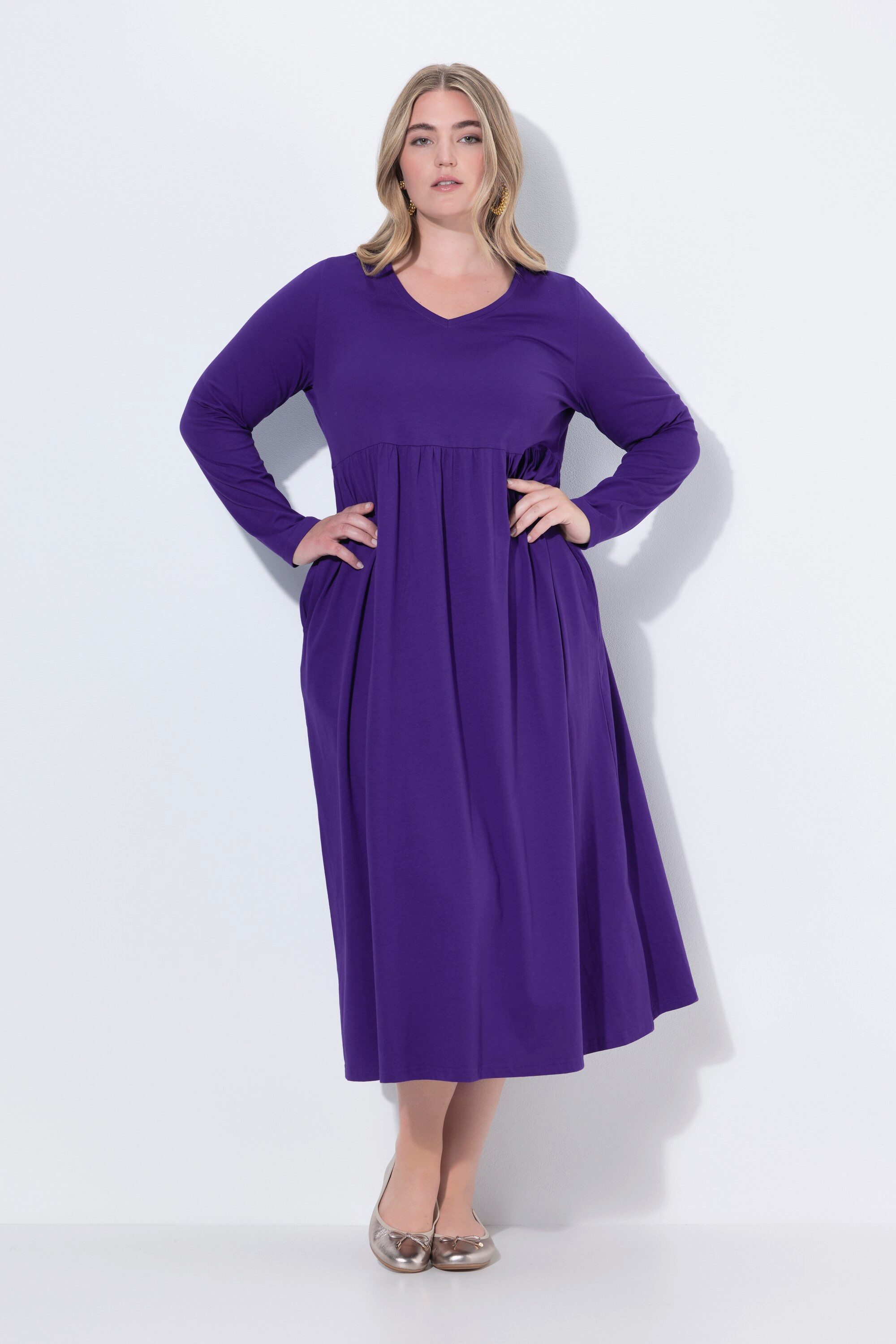 Ulla Popken Maxikleid Maxikleid A-Linie V-Ausschnitt günstig online kaufen