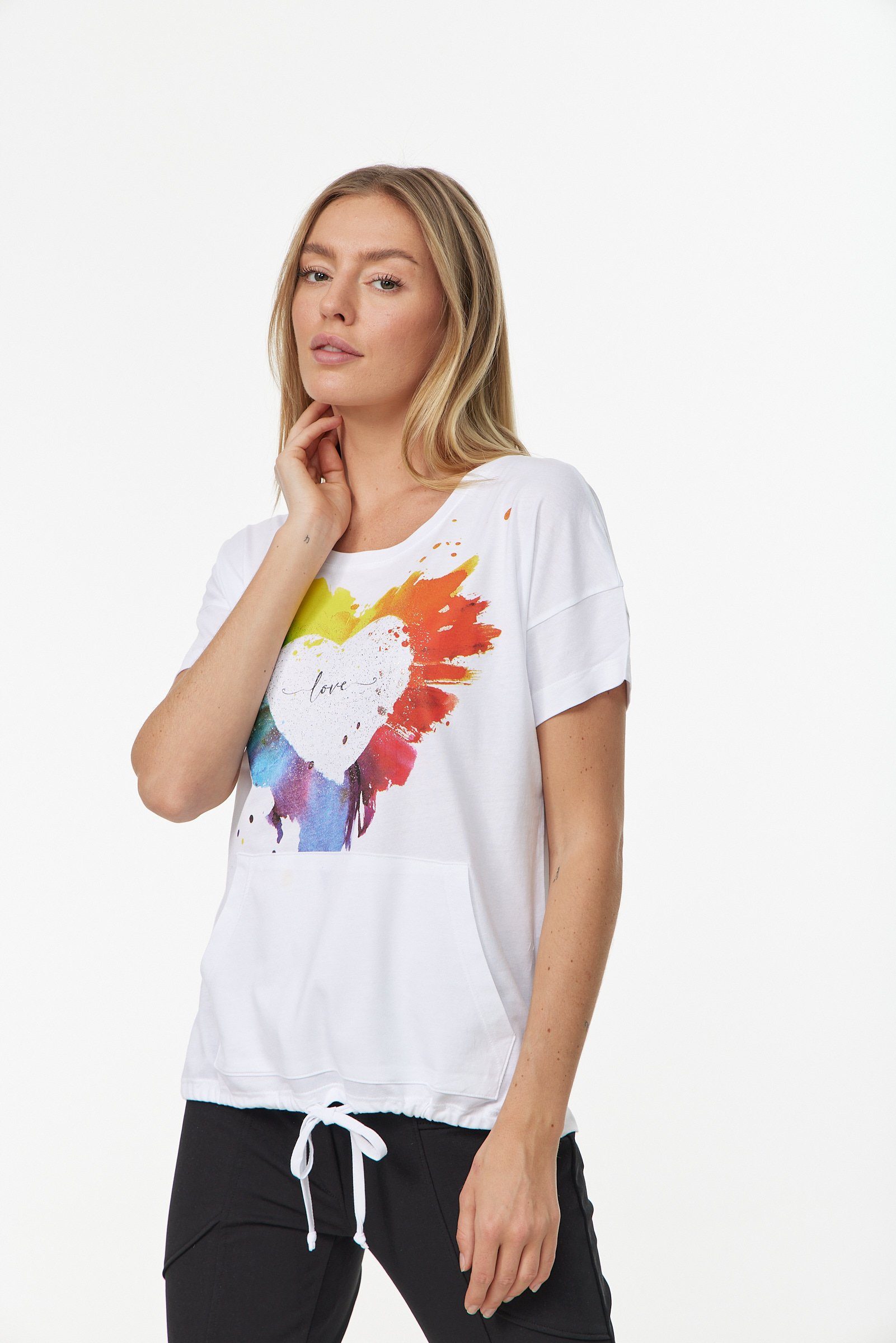 Frontprint T-Shirt mit farbenfrohem Decay