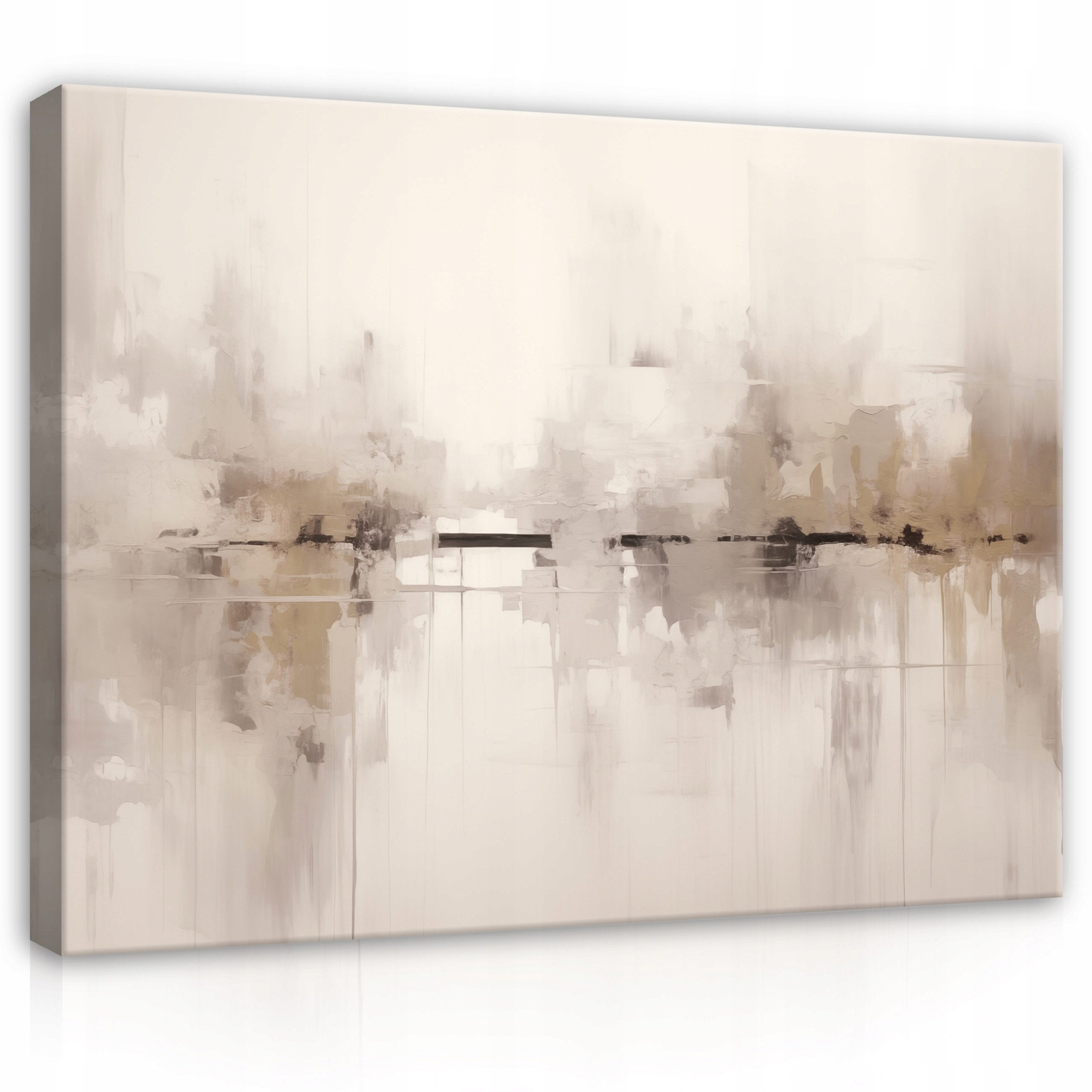 Wallarena Leinwandbild Abstrakte Kunst mit Linien und Flächen in Beige und Grau, Abstrakt (1 St), mit Holzrahmen mit Aufhängevorrichtung 120x80cm