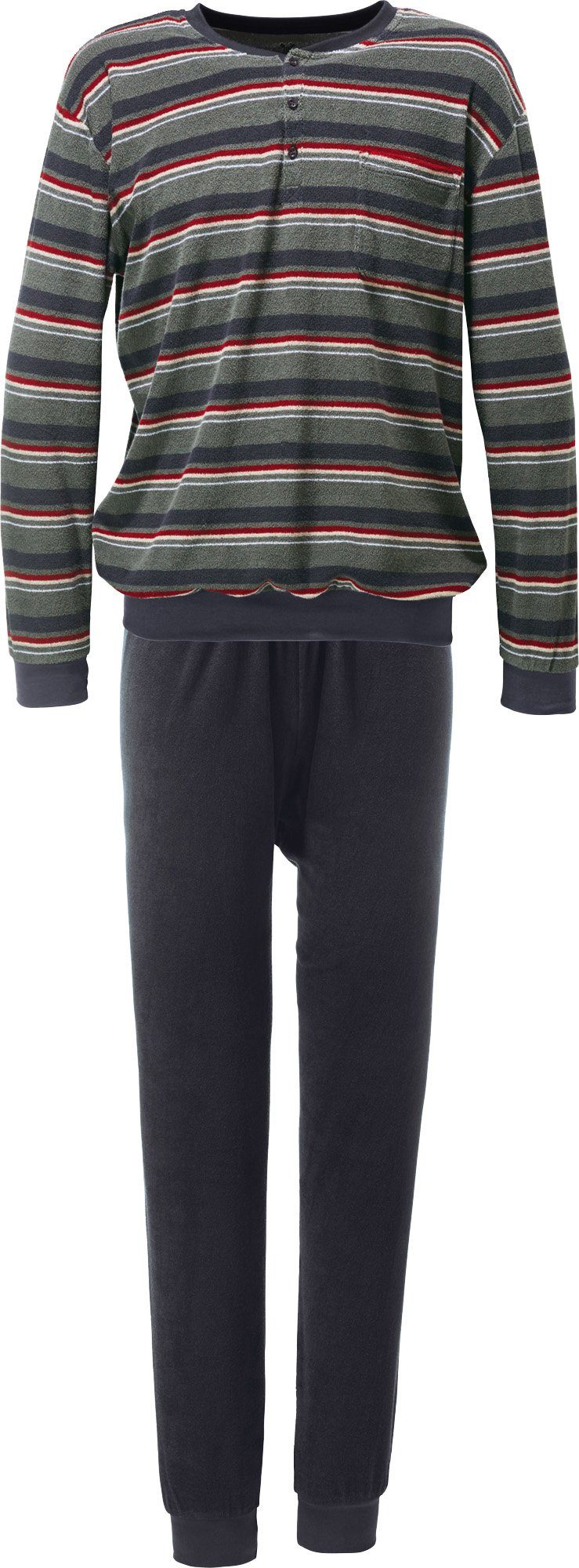 Erwin Müller Pyjama Herren-Schlafanzug Frottee Streifen