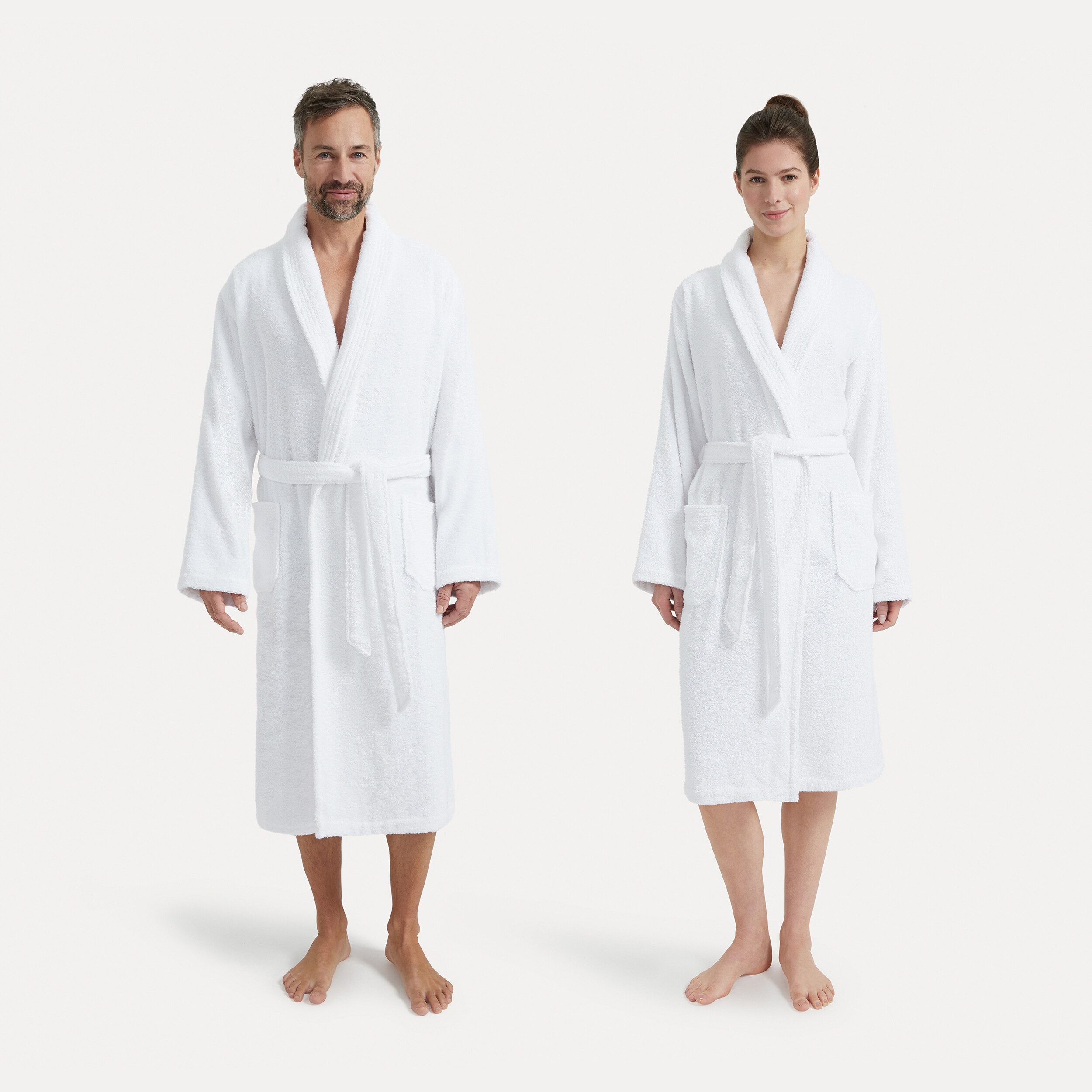 Möve Unisex-Bademantel Basic, Walkfrottier, Schalkragen, Gürtel, mit Schalkragen