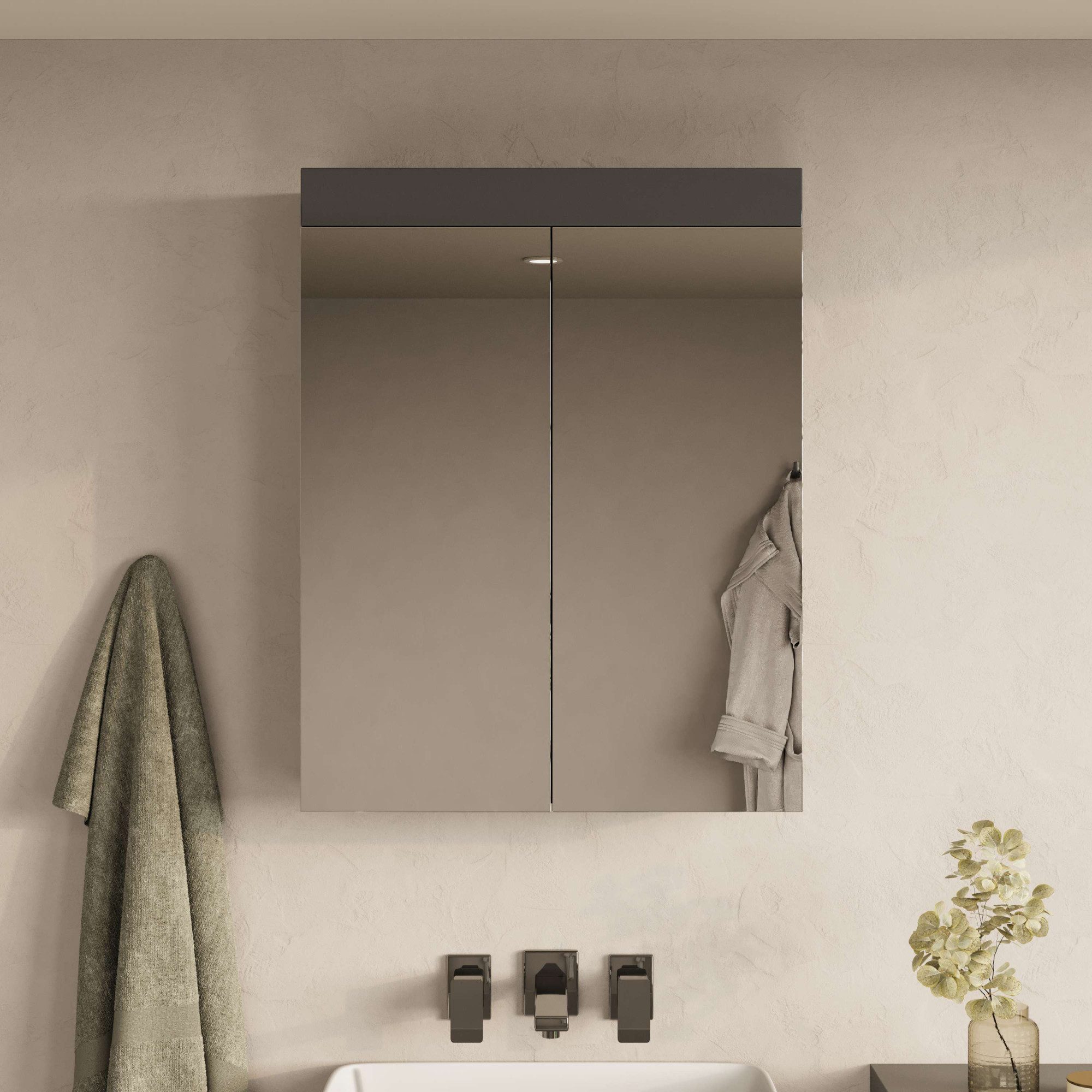 OTTO home Spiegelschrank Föhr minimalistisch, zeitlos, Spiegelfronten, 2 Einlegeböden