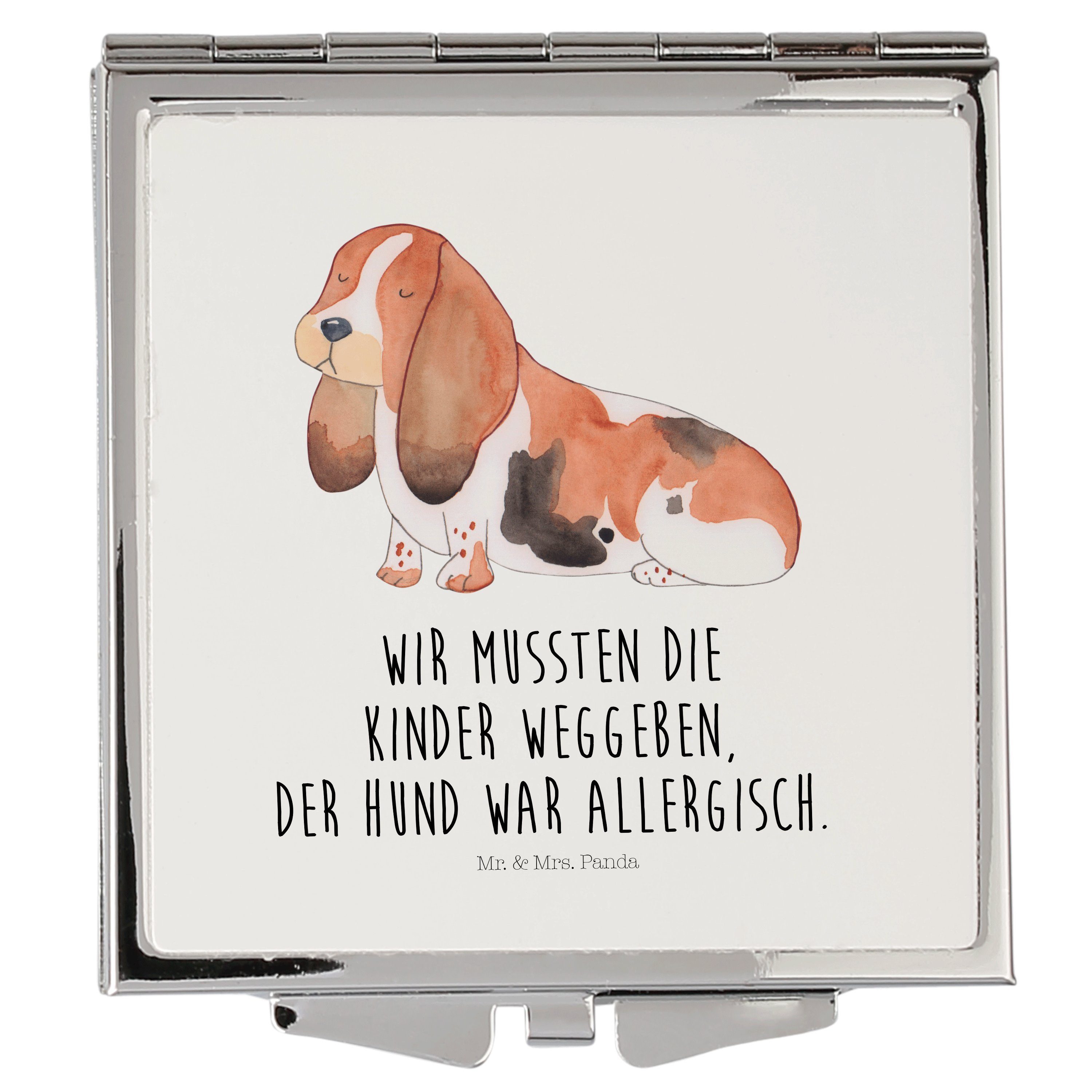 Mr. & Mrs. Panda Kosmetikspiegel Hund Basset Hound - Weiß - Geschenk, Sprüche, Wauwau, Hundemotiv, sch (1-St)
