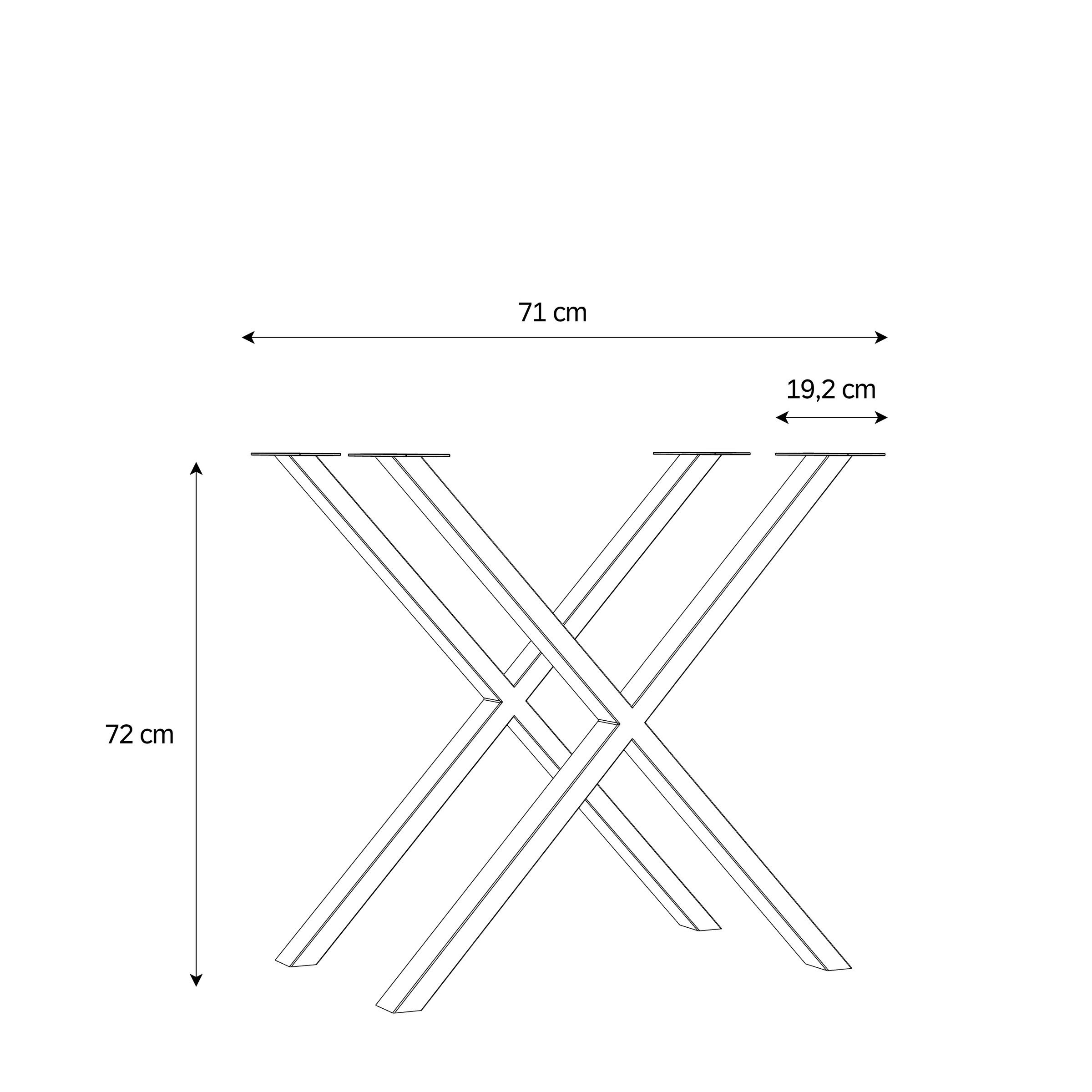 PREISBRECHER Tischgestell TABLES (2er-Set), (2er-Set) X-Form, in schwarz, Metall - 71x72x19,2cm (BxHxT)
