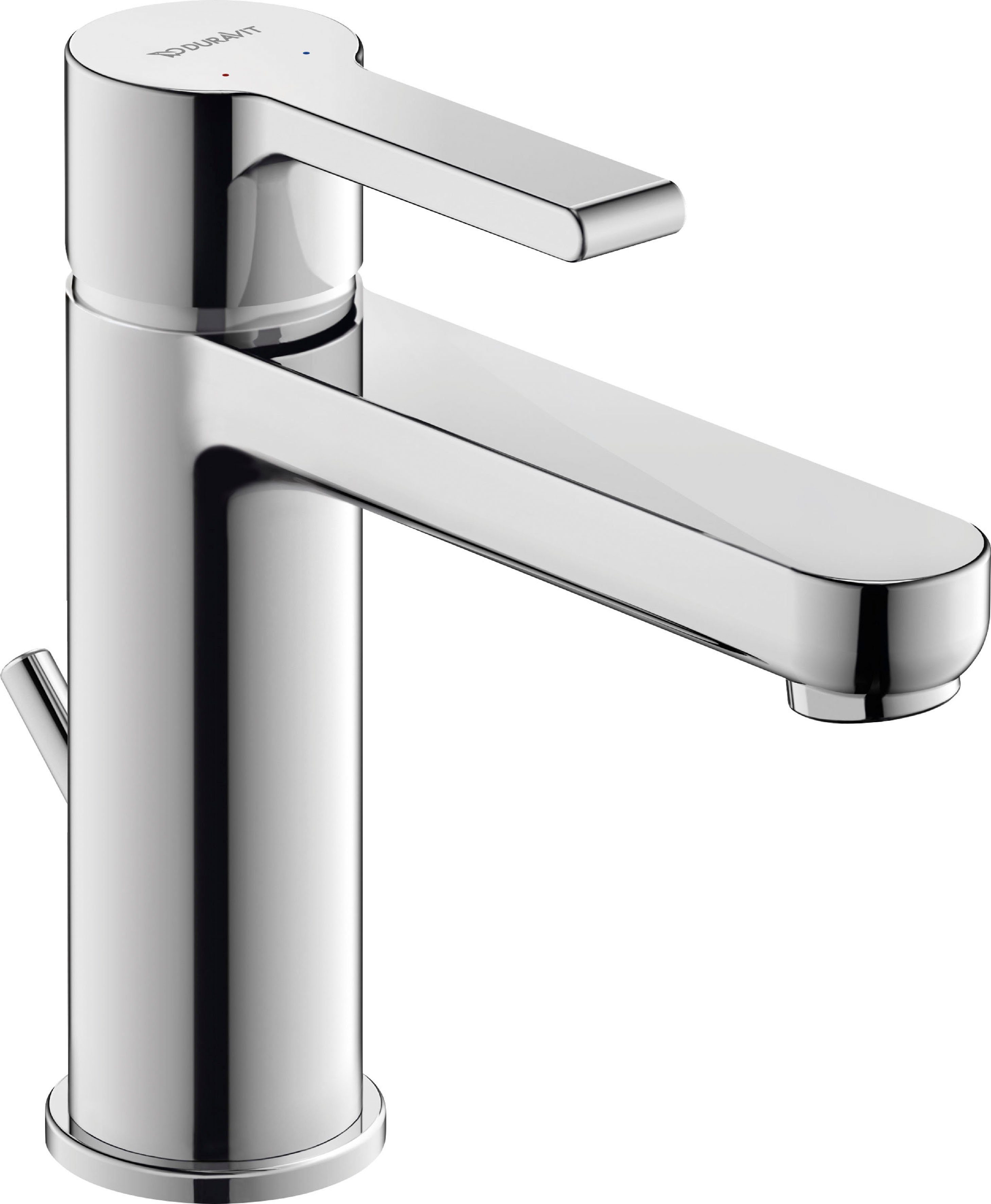 Duravit Waschtischarmatur B.2 Waschtischmischer, Größe M, mit Zugstangen-Ablaufgarnitur mit AquaControl und AirPlus, Ausladung 13,9 cm, Chrom