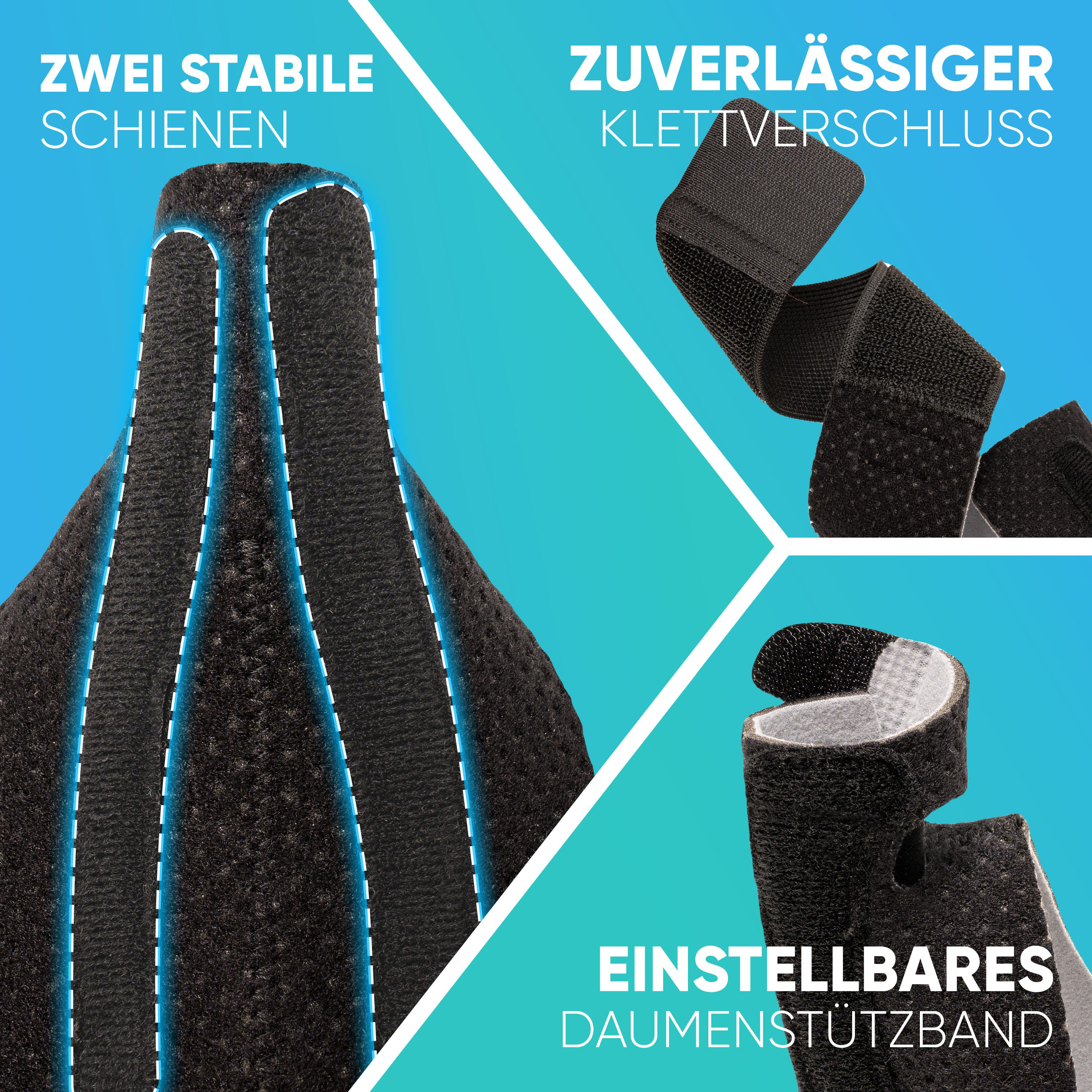 Health Press Daumenbandage Daumenbandage 1er Set Universell Daumenorthese (Rechts und Links), Anatomische Form und Atmungsaktiv