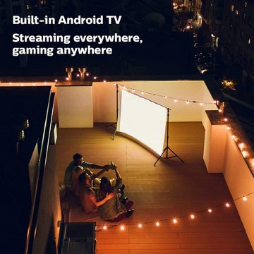 Philips PicoPix Max TV Beamer Android TV-Betriebssystem Digital-Zoom DLP-Beamer (1.000:1, 1.920 x 1.080 px, Chromecast built-in, Android TV Projektor)