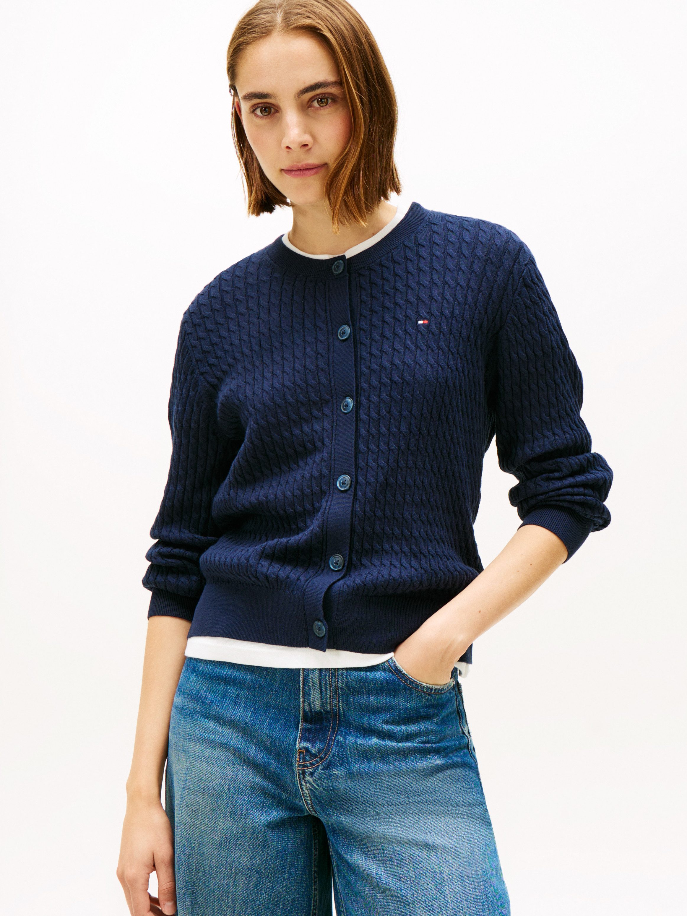 Tommy Hilfiger Strickjacke mit Zopfstrickmuster