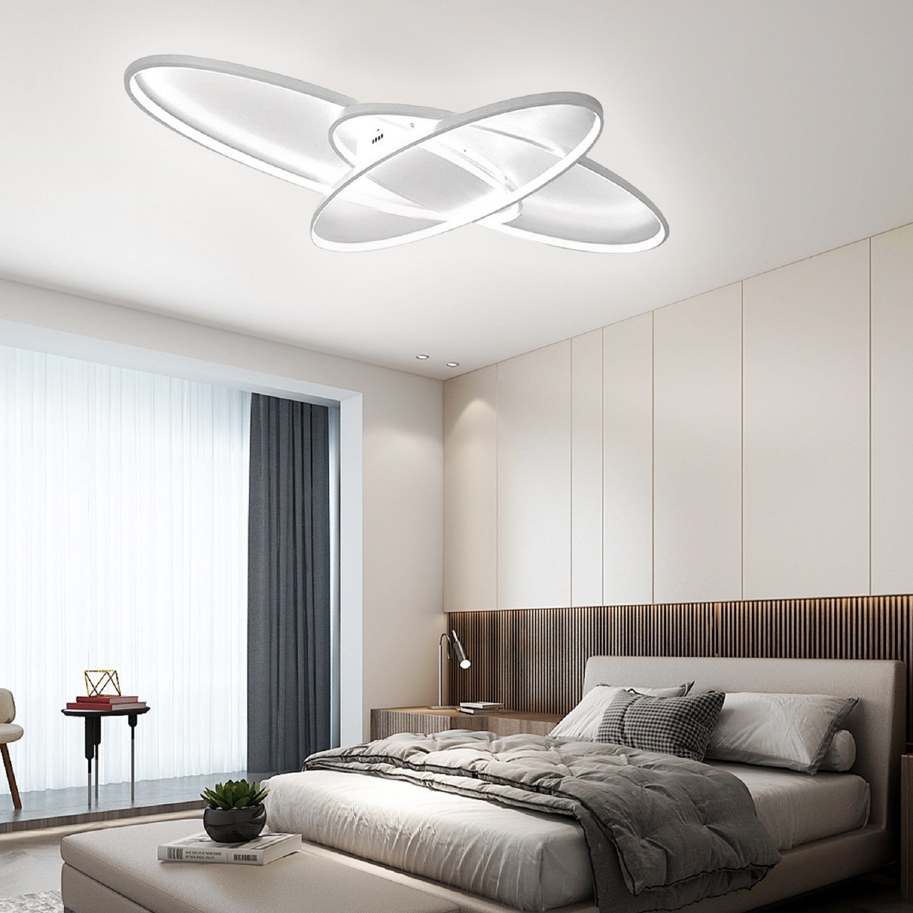 Vicbuy Deckenleuchte Dimmbare Deckenlampe, Weiß LED Stufenlos Deckenleuchten, 85*62cm Fernbedienung