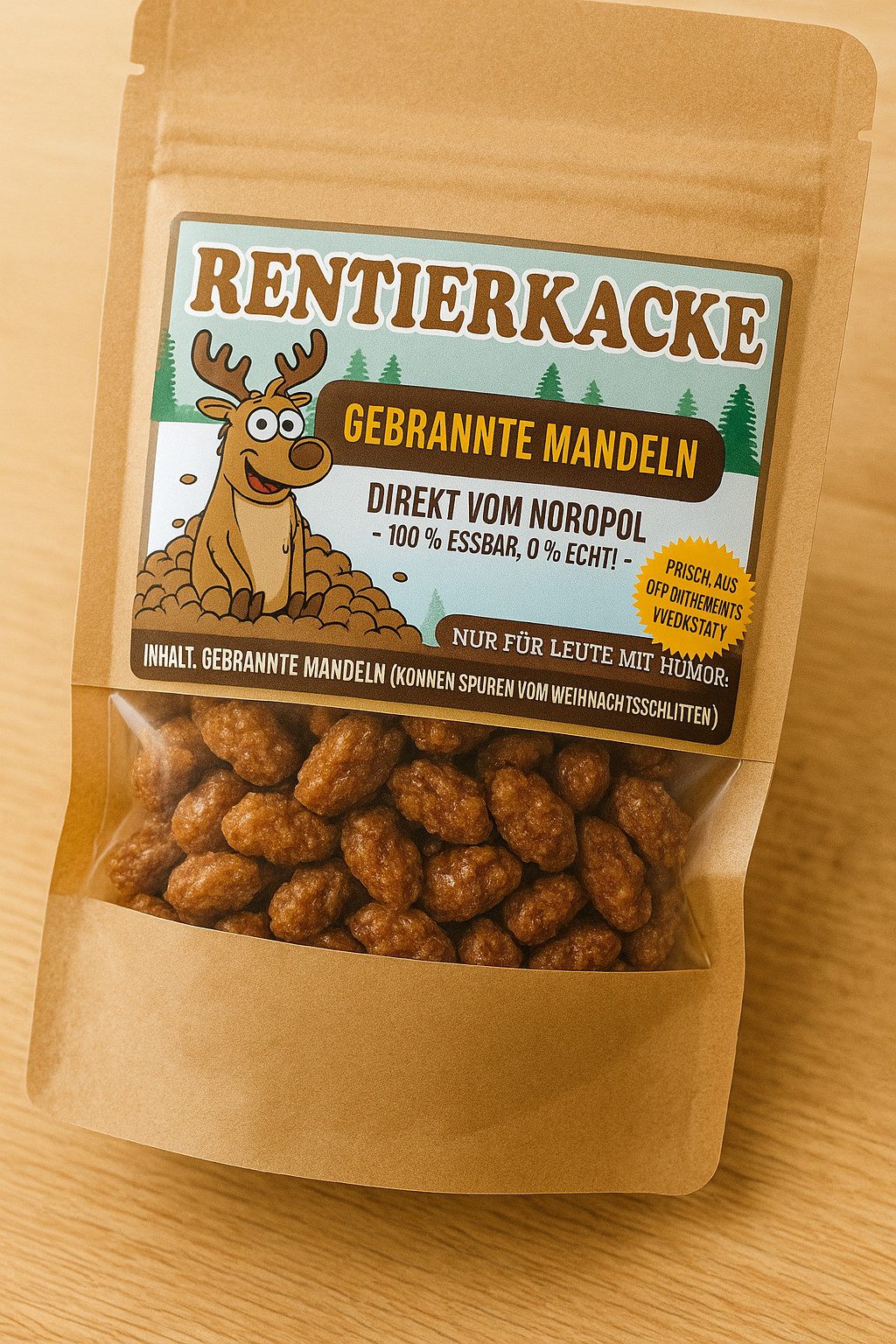 Deggelbam Nüsse Rentierkacke - Gebrannte Mandeln, 1 x 100 g, (Wichtelgeschenk, Weihnachtsgeschenk, Nikolausgeschenk), Witzige Geschenkidee für groß und klein – Bild 4 von 5