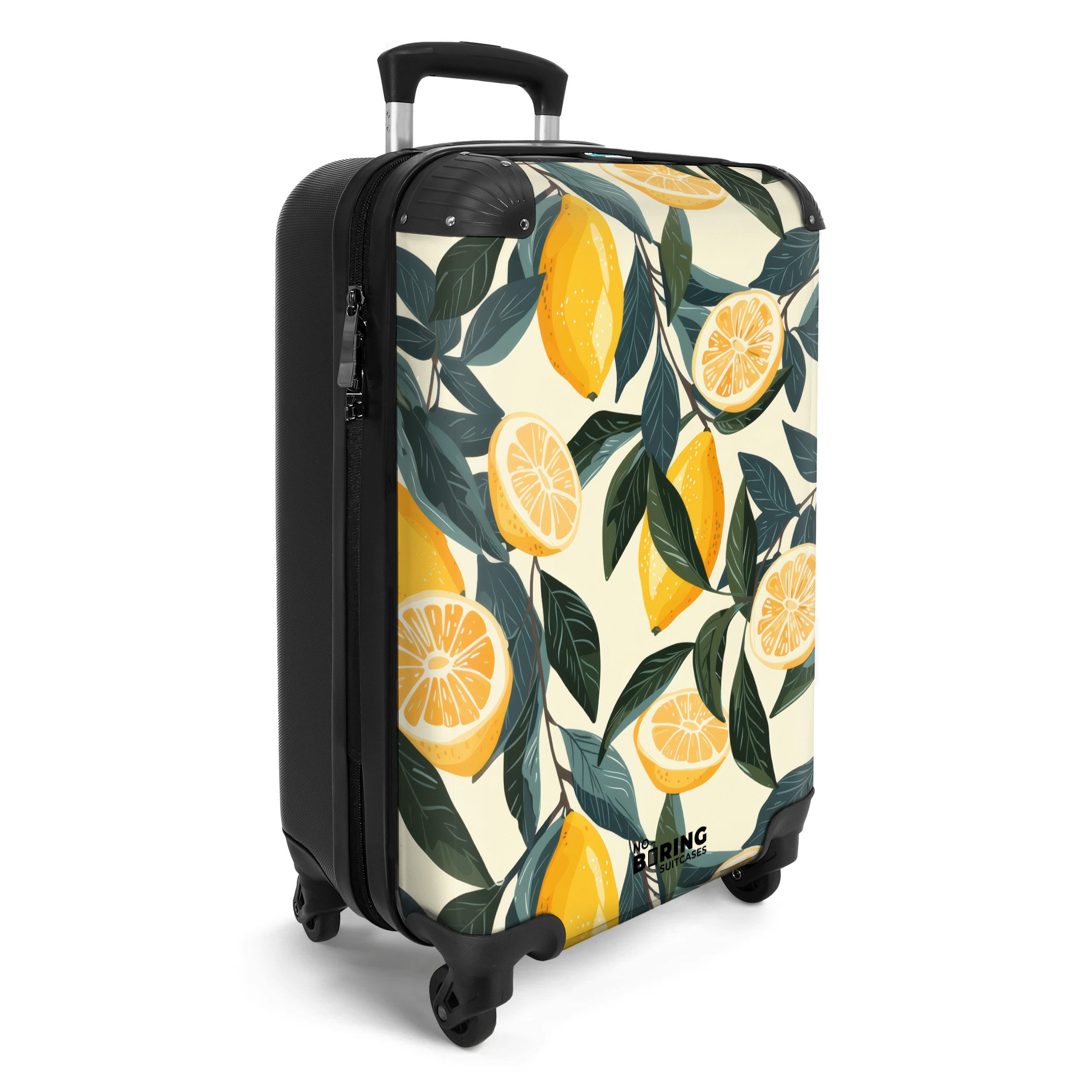 NoBoringSuitcases.com© Hartschalen-Trolley Beige mit Zitronen und günstig online kaufen