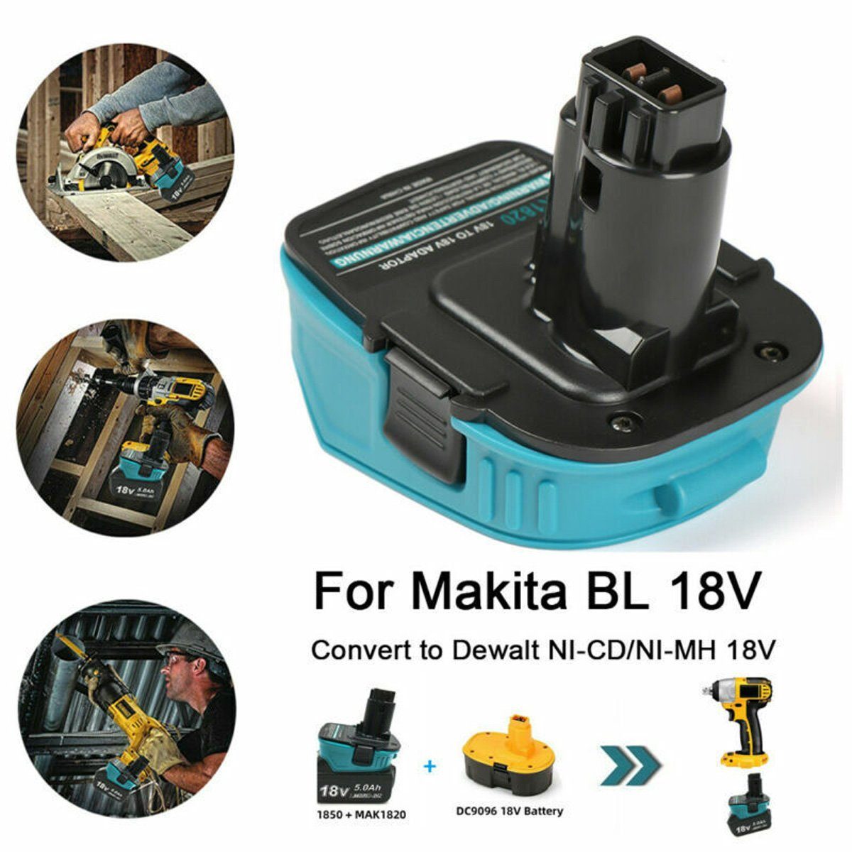 götäzer Elektrowerkzeug-Set MAK1820 18V Akku-Adapter, 1-tlg., Für die Umrüstung auf Dewalt Ni-Cd/Ni-MH-Akkus