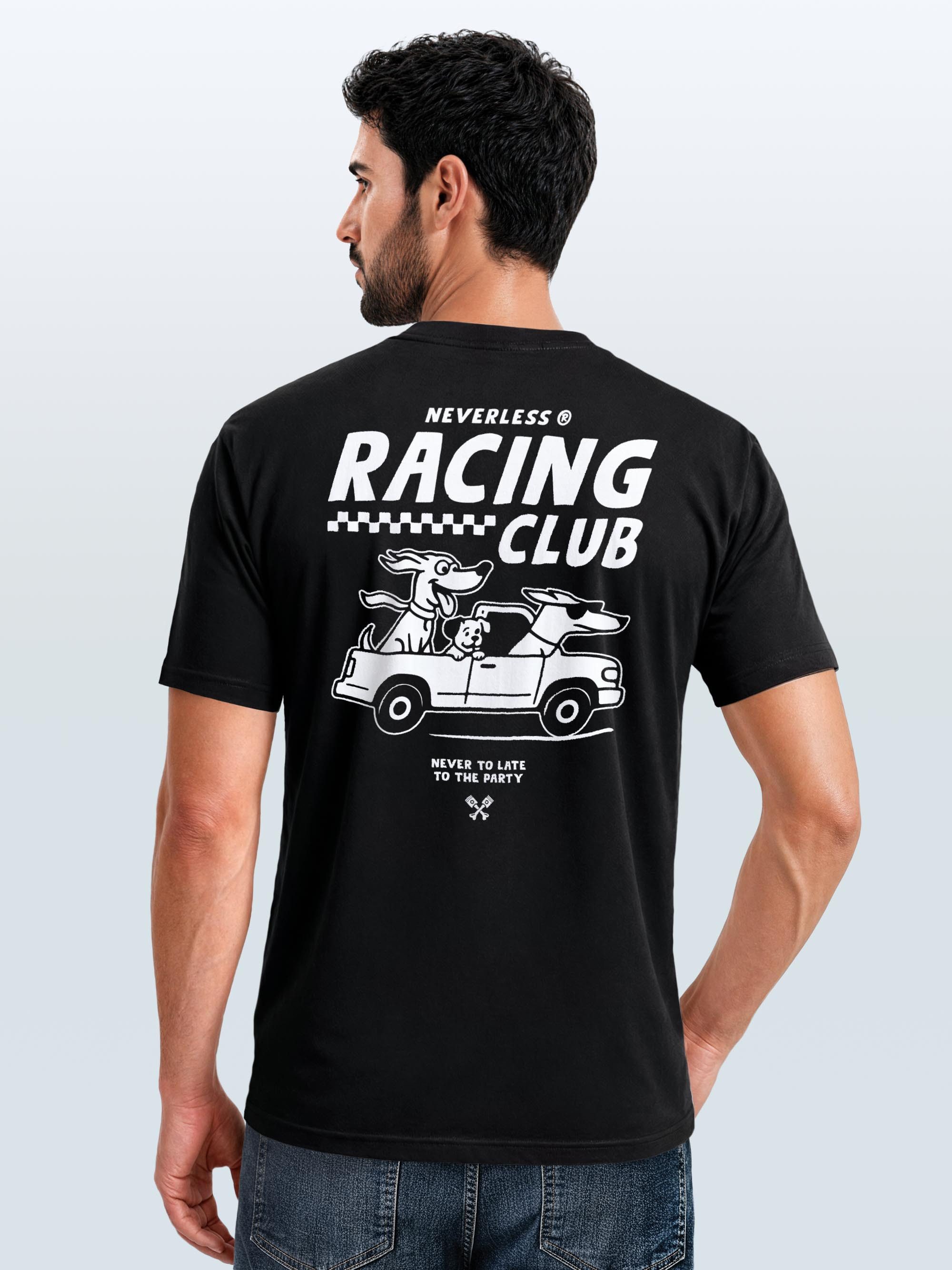 Neverless Print-Shirt Herren T-Shirt Backprint - Design Racing Club - Baumwollshirt Männer mit Print – Bild 3 von 5