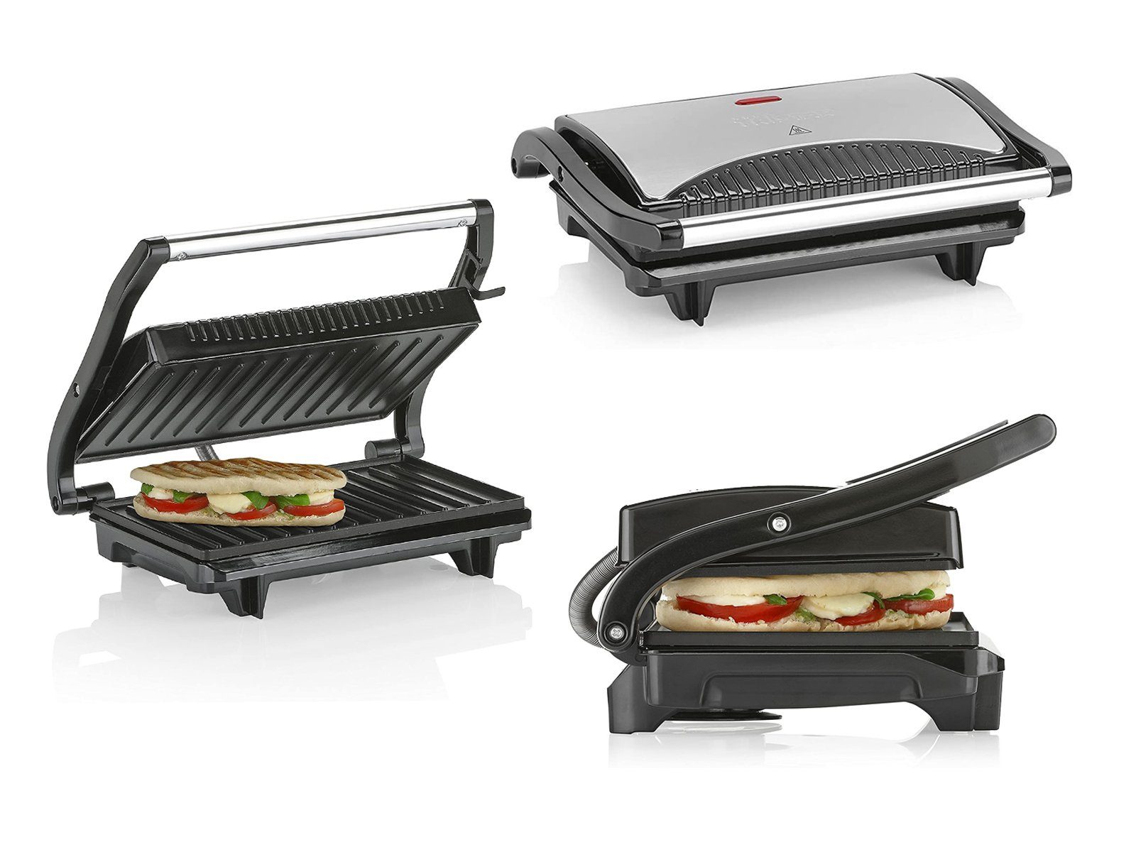 Tristar Kontaktgrill, 700 W, Mini Elektro Indoorgrill Panini Multigrill Camping Snackmaker 22x14cm