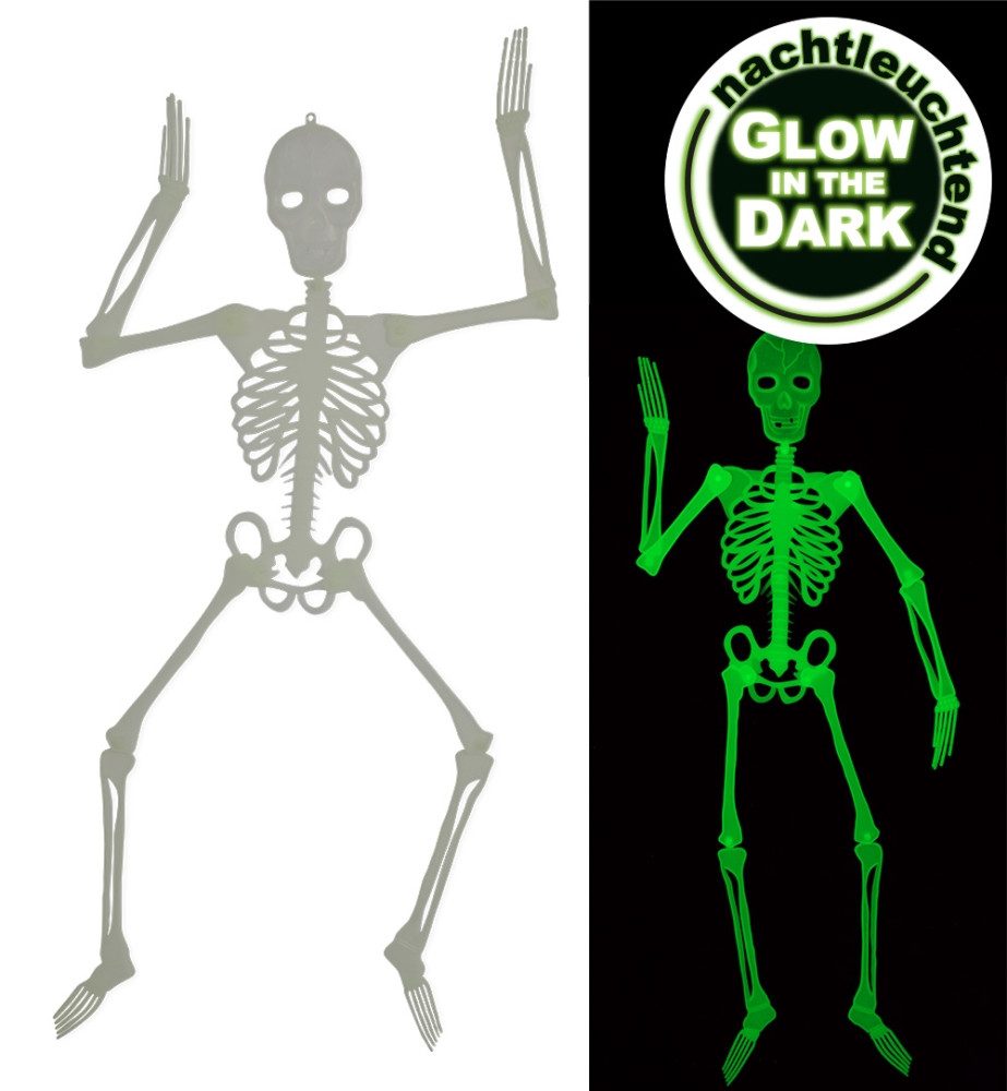 Fries Hängedekoration XXL Deko Skelett 120 cm Nachtleuchtend Halloween Karn günstig online kaufen