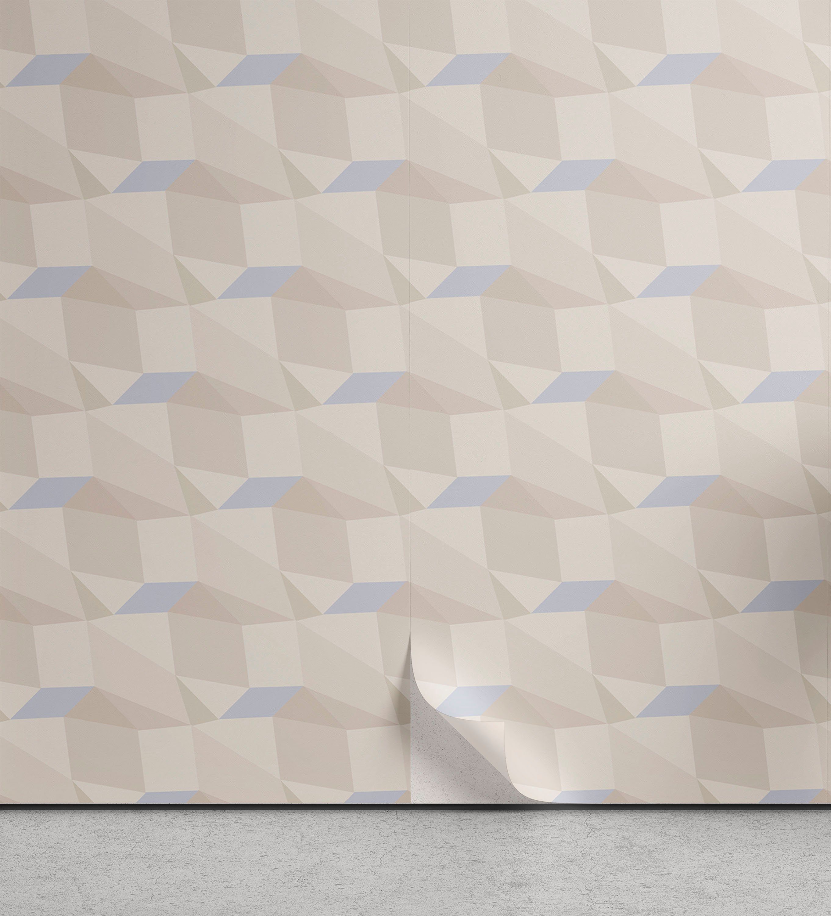 Abakuhaus Vinyltapete selbstklebendes Wohnzimmer Küchenakzent, neutrale Farbe Gedämpfte polygonale Formen | Vinyltapeten