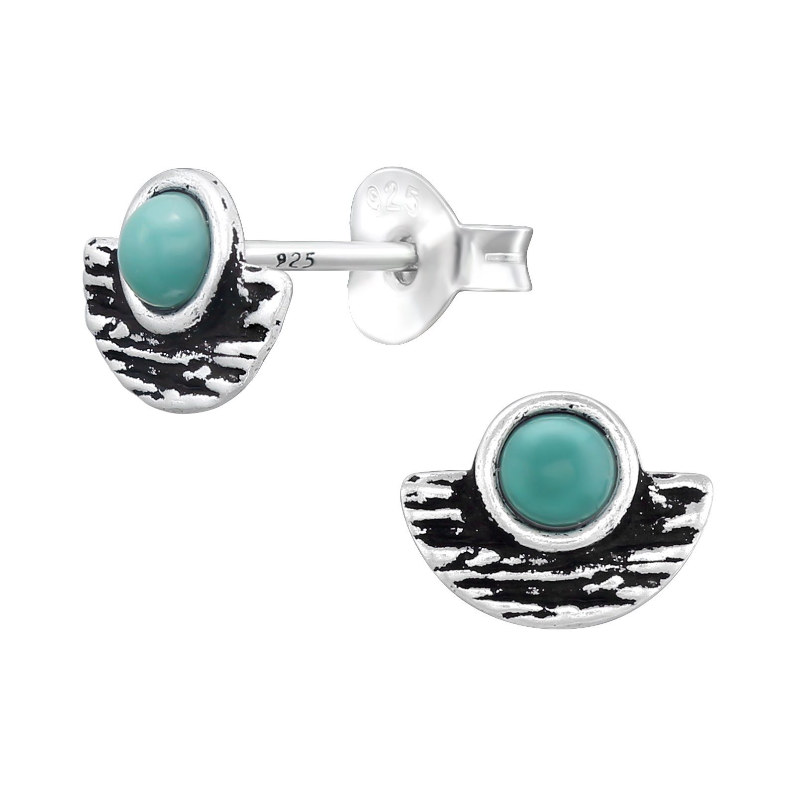Ohrring-Set Ohrstecker mit Türkisstein aus 925 Silber Damen