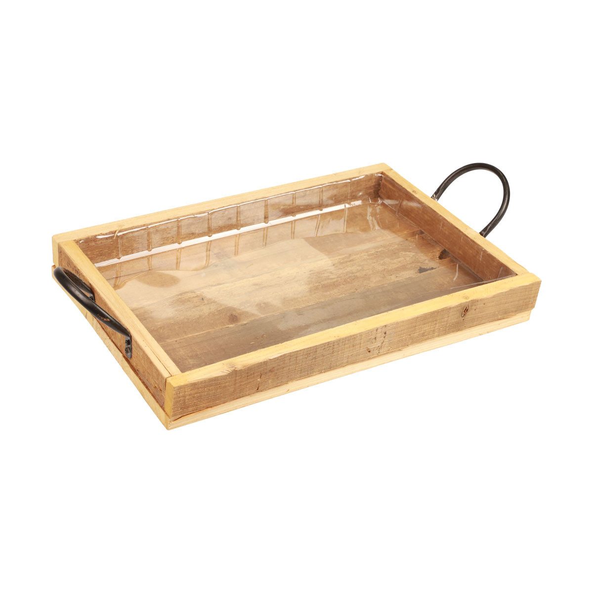 Dekotablett Holztablett Griffe Vintage Deko Tablett Natur Schwarz 35x22,5cm
