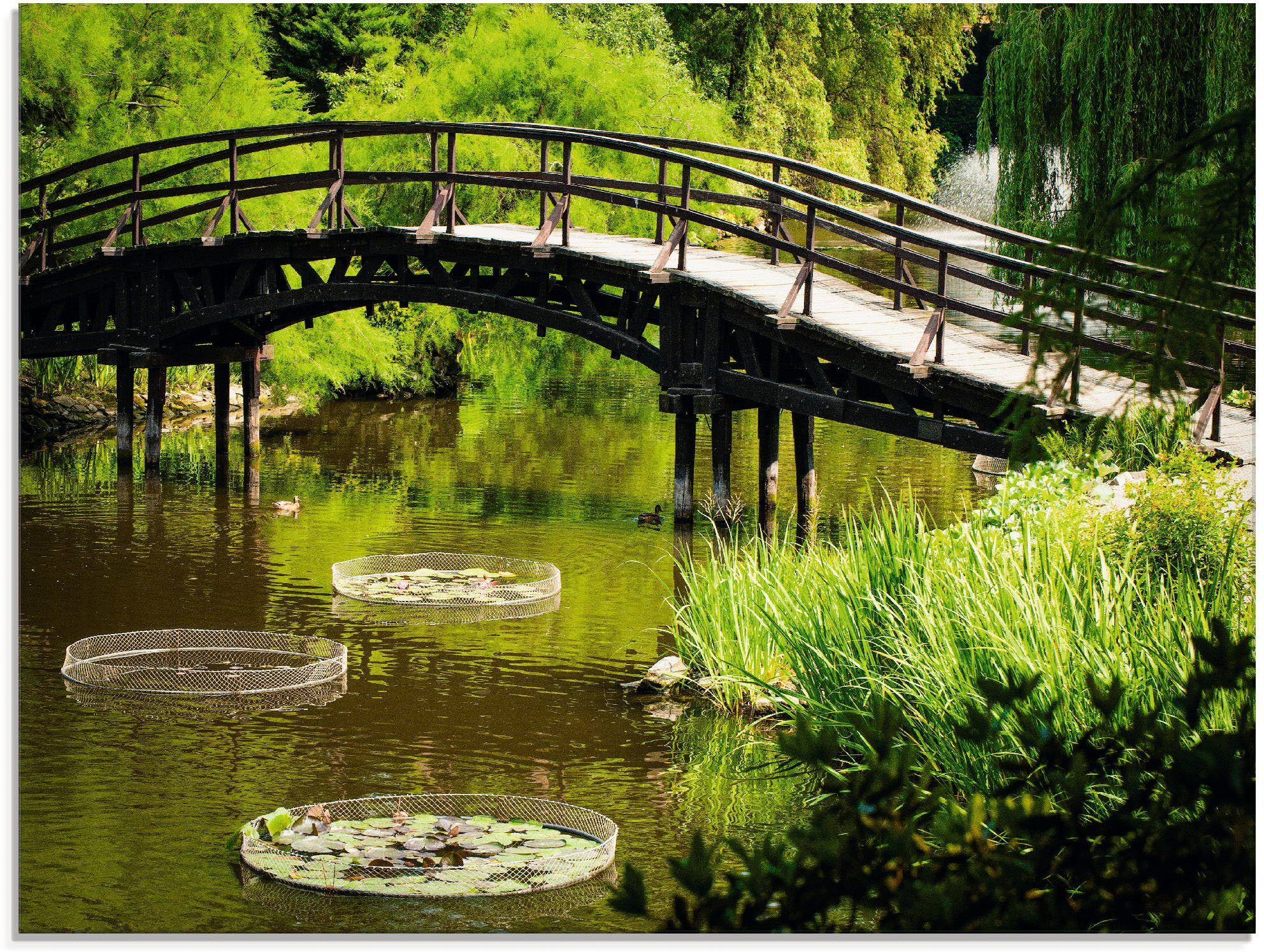Artland Glasbild Gartenbrücke, Garten (1 St), in verschiedenen Größen | Bilder