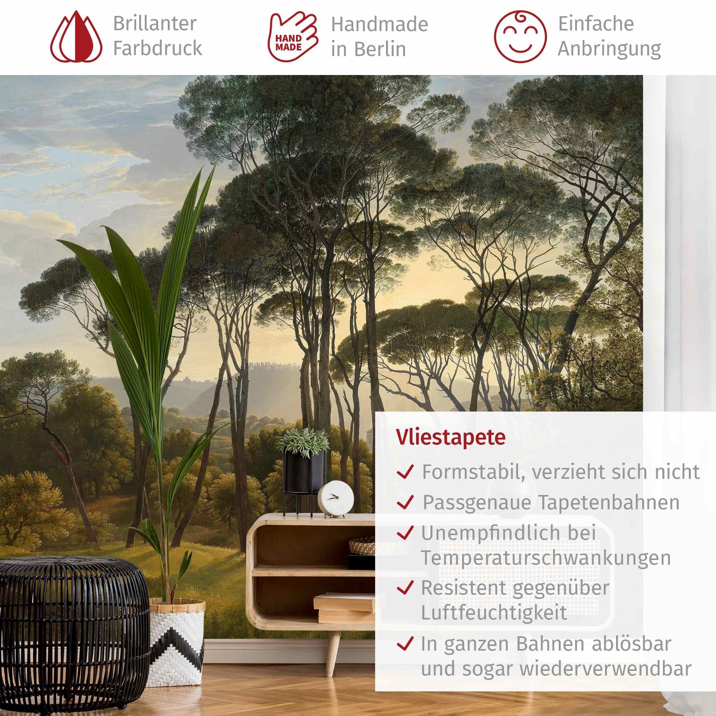 Bilderdepot24 Fototapete Wald Hendrik Voogd Landschaft Bäumen Öl Natur Landschaft Waldtapete, Glatt, Matt, (Vliestapete inkl. Kleister oder selbstklebend), Wohnzimmer Schlafzimmer Küche Flur Motivtapete Vliestapete Wandtapete