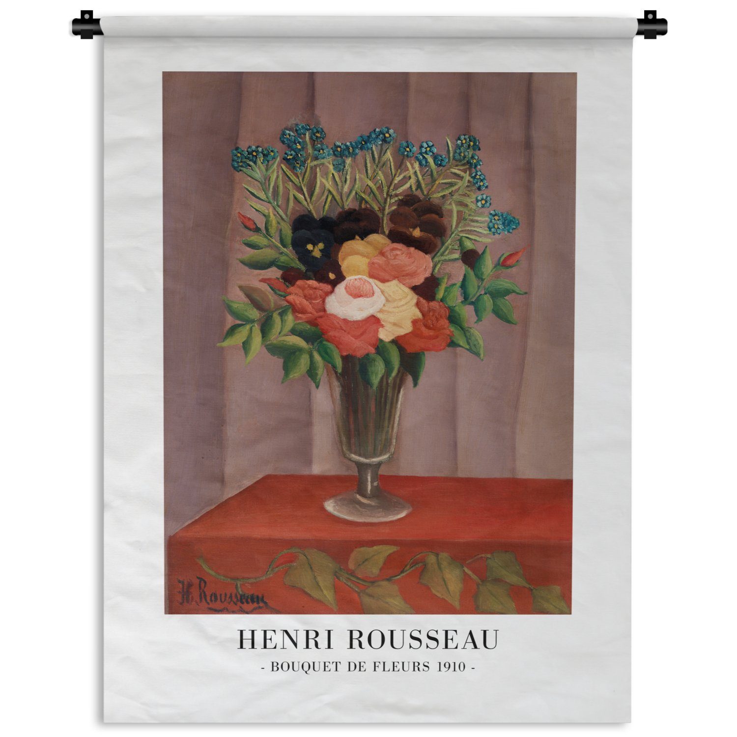 MuchoWow Wanddekoobjekt Blumen - Pflanzen Schlafzimmer Tapisserie, - Deko Rousseau - an Vintage Alte Wohnzimmer, Meister, der für Wand, 