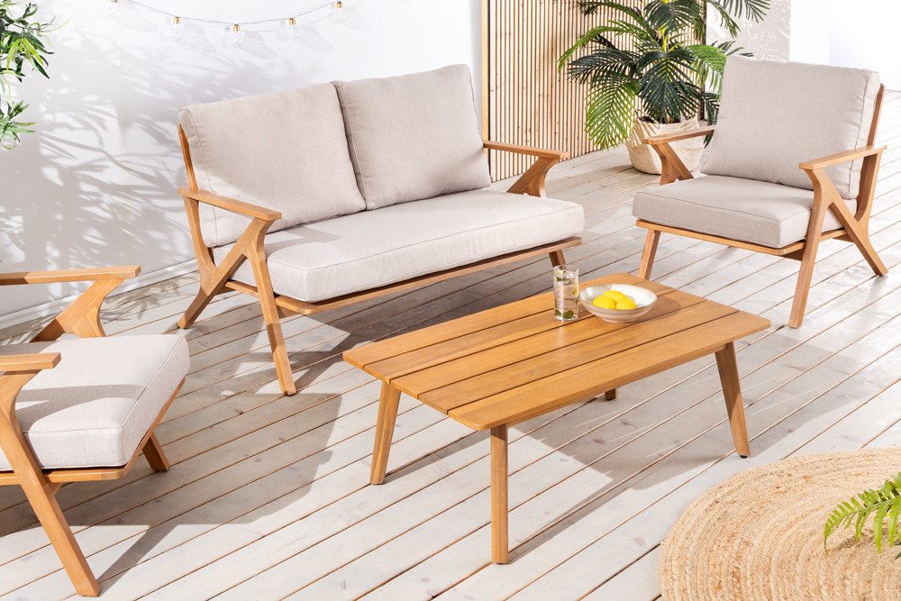 riess-ambiente Loungeset COMFORT LINE natur beige · 4-teiliges Gartenmöbel- günstig online kaufen