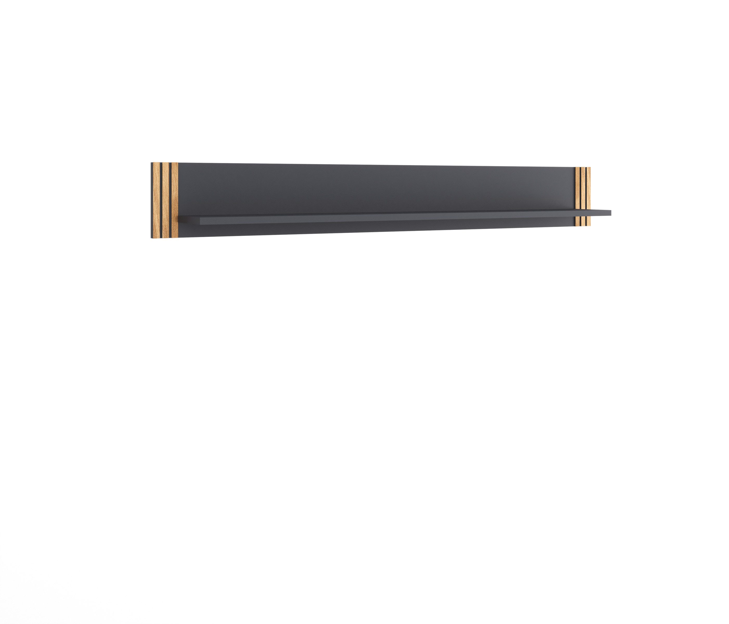 Lebenswert Wandboard Eddie, in Eiche / schwarz, Eiche teilmassiv - 164x22x20cm (BxHxT)
