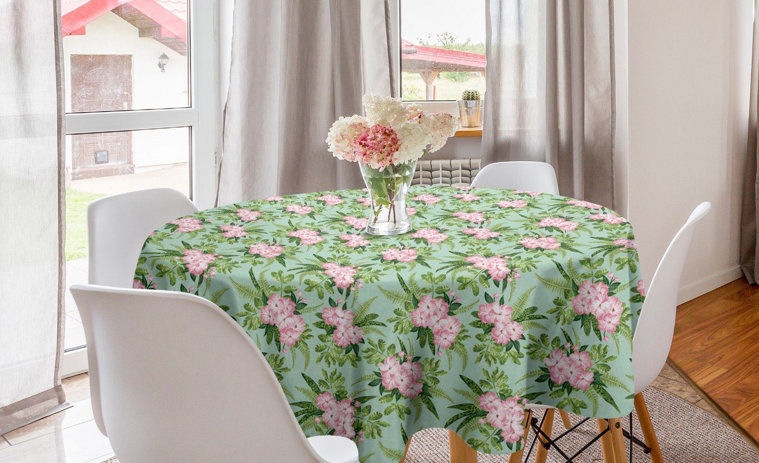 Abakuhaus Tischdecke Kreis Tischdecke Abdeckung für Esszimmer Küche Dekoration, Blumen Hibiscus Blooming Bouquets