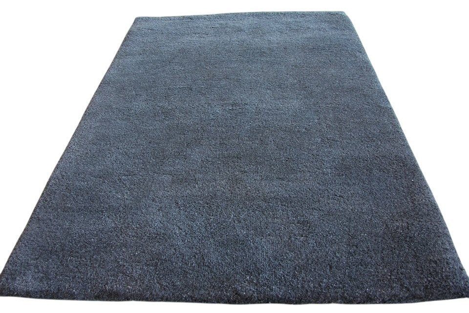 Sona-Lux Teppich Berber Teppich Wollteppich Wolle, grau anthrazit, rechteckig, Höhe: 32 mm, Handgeknüpft Wohnzimmer Esszimmer Schlafzimmer Flur