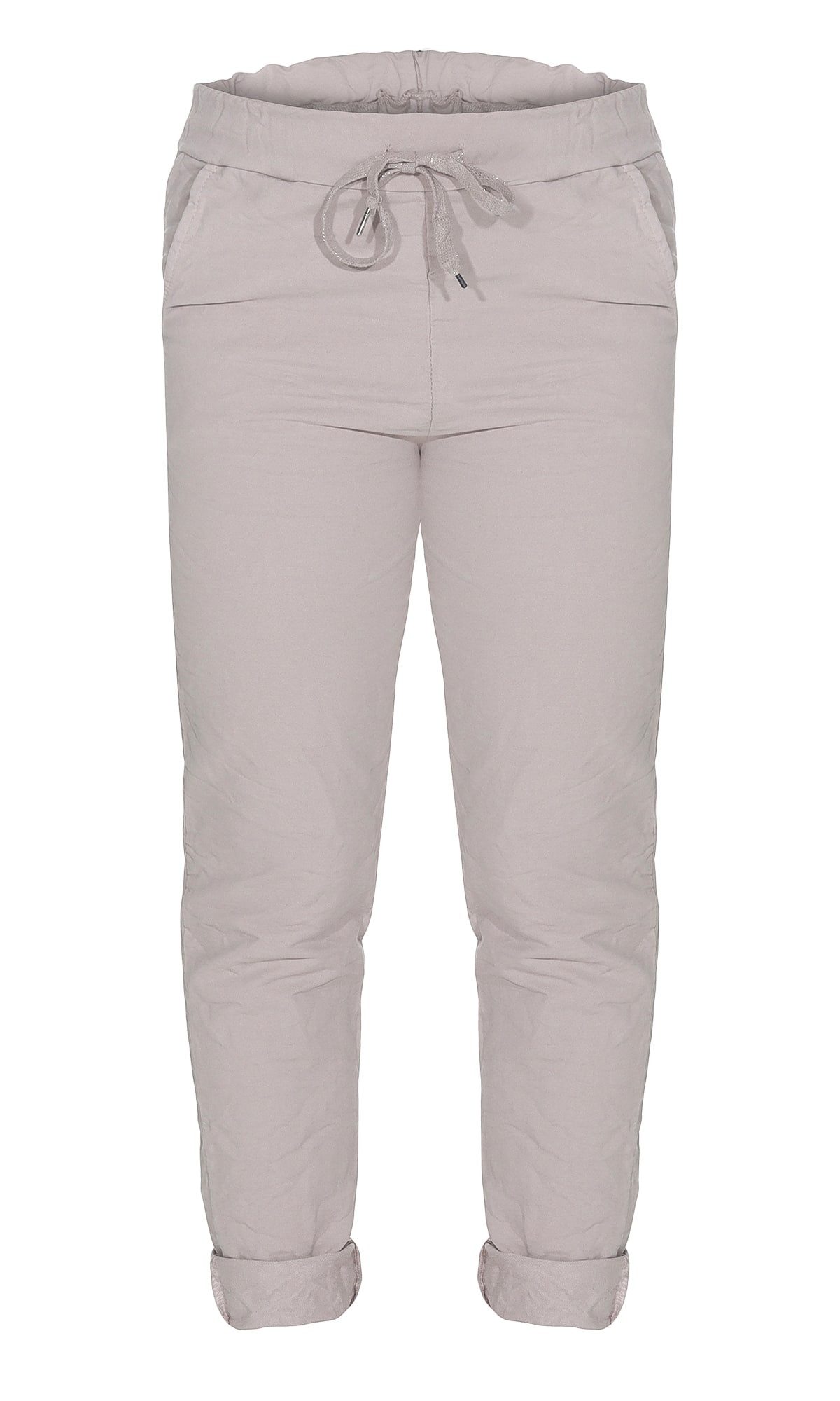 OriginalYou Schlupfhose Damen Freizeithose Winter Cotton mit Stretch bequeme Chino Hose Gummibund & Kordelzug, unifarben – Bild 2 von 5
