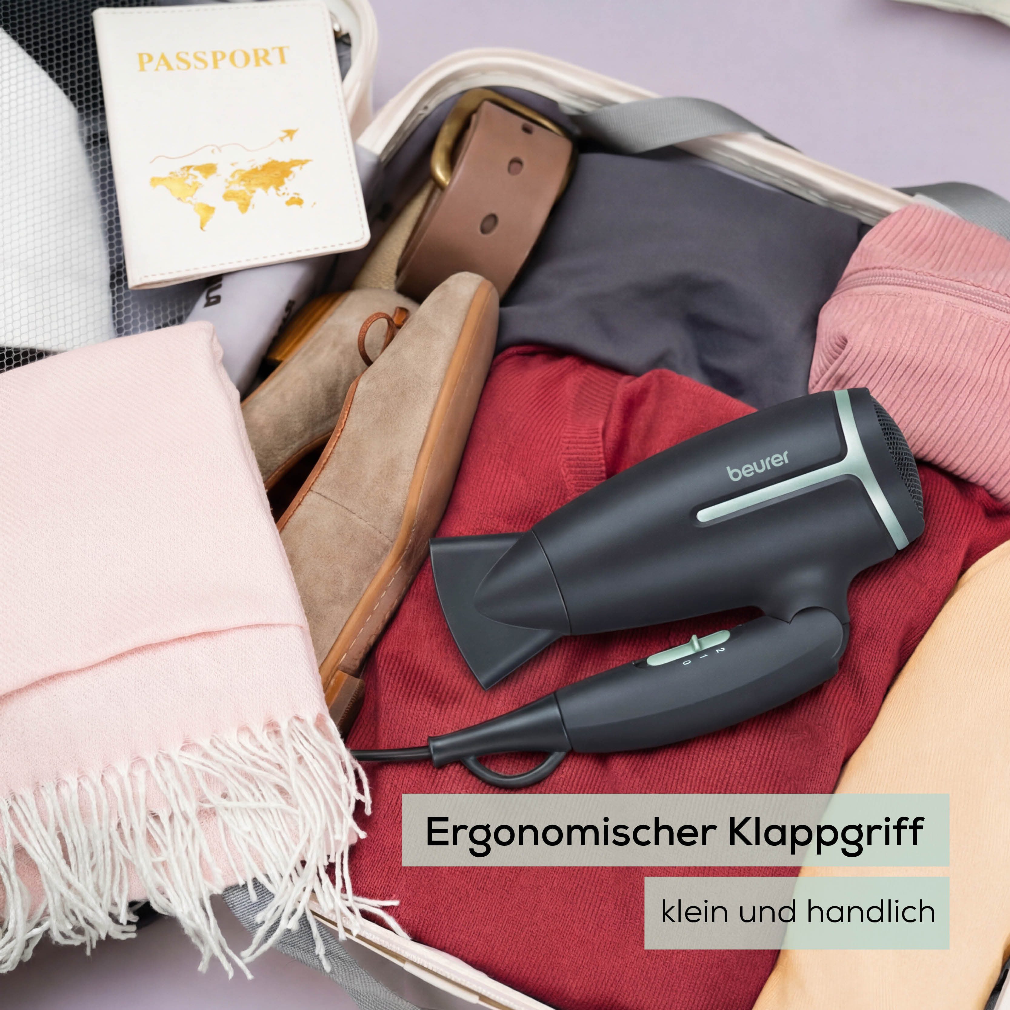 BEURER Reisehaartrockner HC 25 Limited Edition 2026 mit Kaltluftstufe, 1600 W, Mit manuelle Spannungsumschaltung, zur weltweiten Nutzung geeignet – Bild 3 von 5