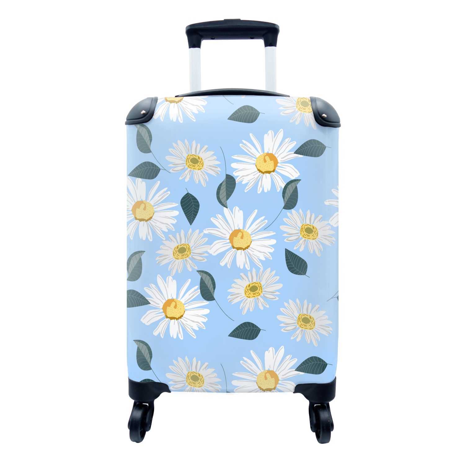 Rollen, Blau Gänseblümchen Handgepäck Ferien, Reisetasche MuchoWow rollen, Reisekoffer Trolley, 4 für Handgepäckkoffer - Muster, - mit