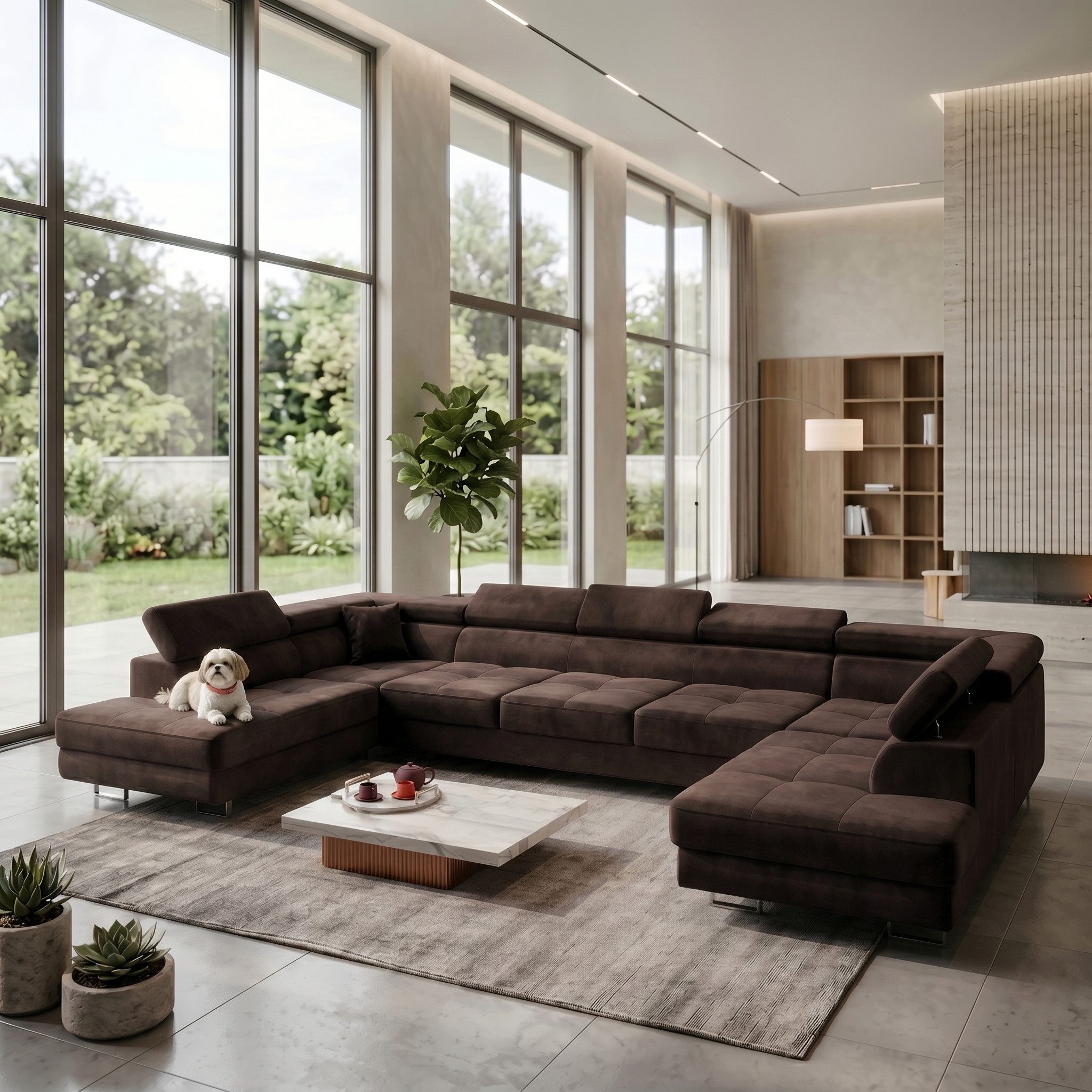 Muffo Ecksofa WILD Maxi U2 Wohnlandschaft U-Form, mit Schlaffunktion und Bettkasten, verstellbare Kopfstützen