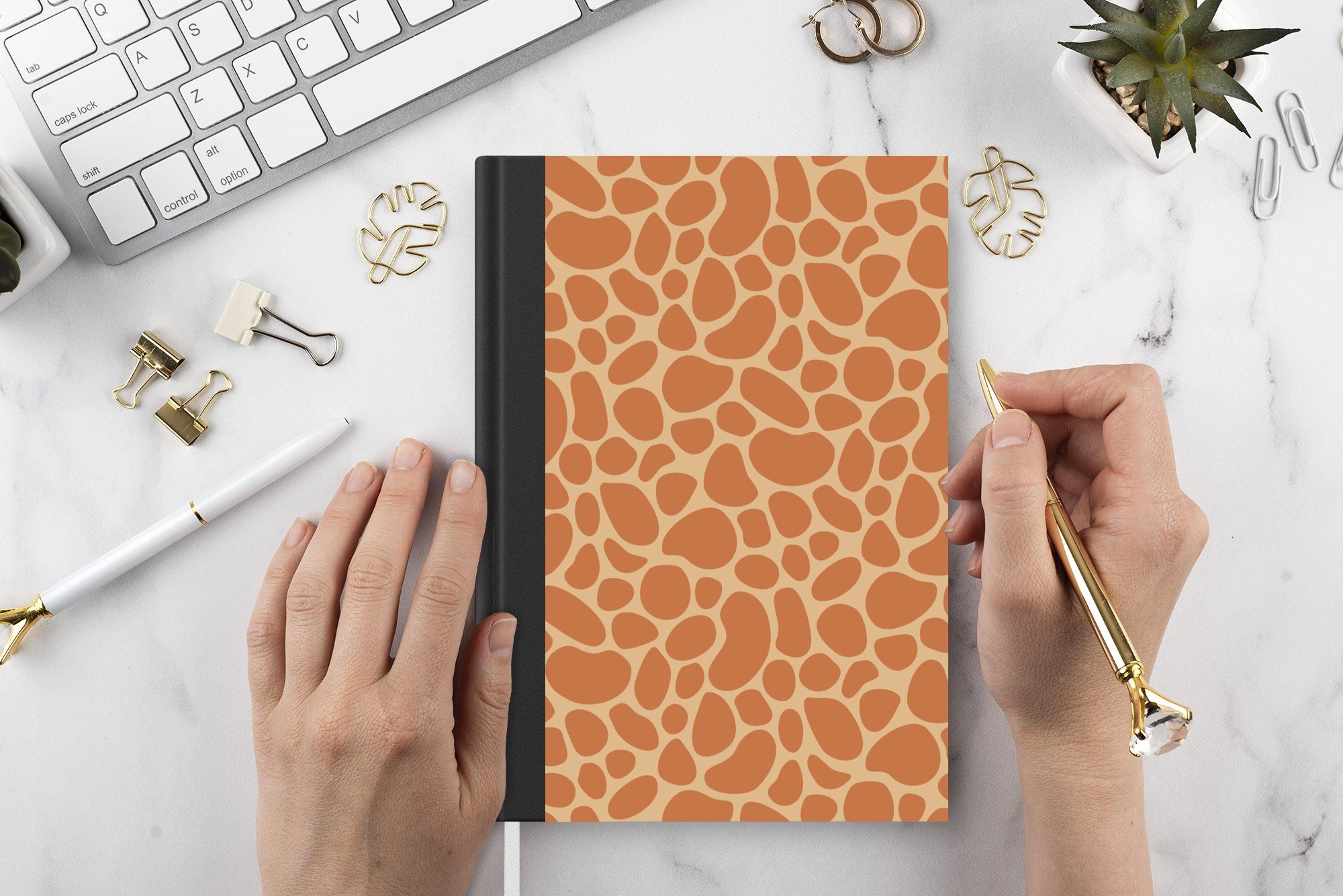 Giraffe A5, Merkzettel, Notizheft, Journal, Gestaltung, Seiten, Notizbuch Haushaltsbuch Tagebuch, - 98 Afrika MuchoWow -